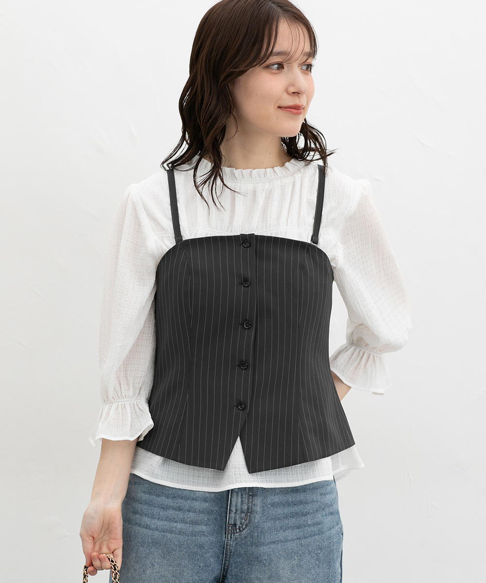 Honeys（ハニーズ） トップス ブラウス ノースリーブ ストレッチ