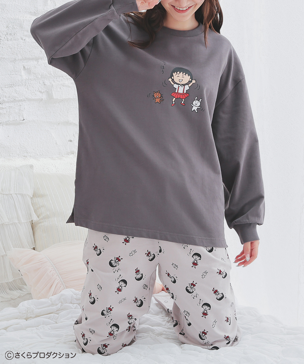 レア‼️当時物ちびまる子ちゃん 長袖パジャマ100サイズ Honeys（ハニーズ） ルームウェア 部屋着 ちびまる子ちゃん 綿 裏毛