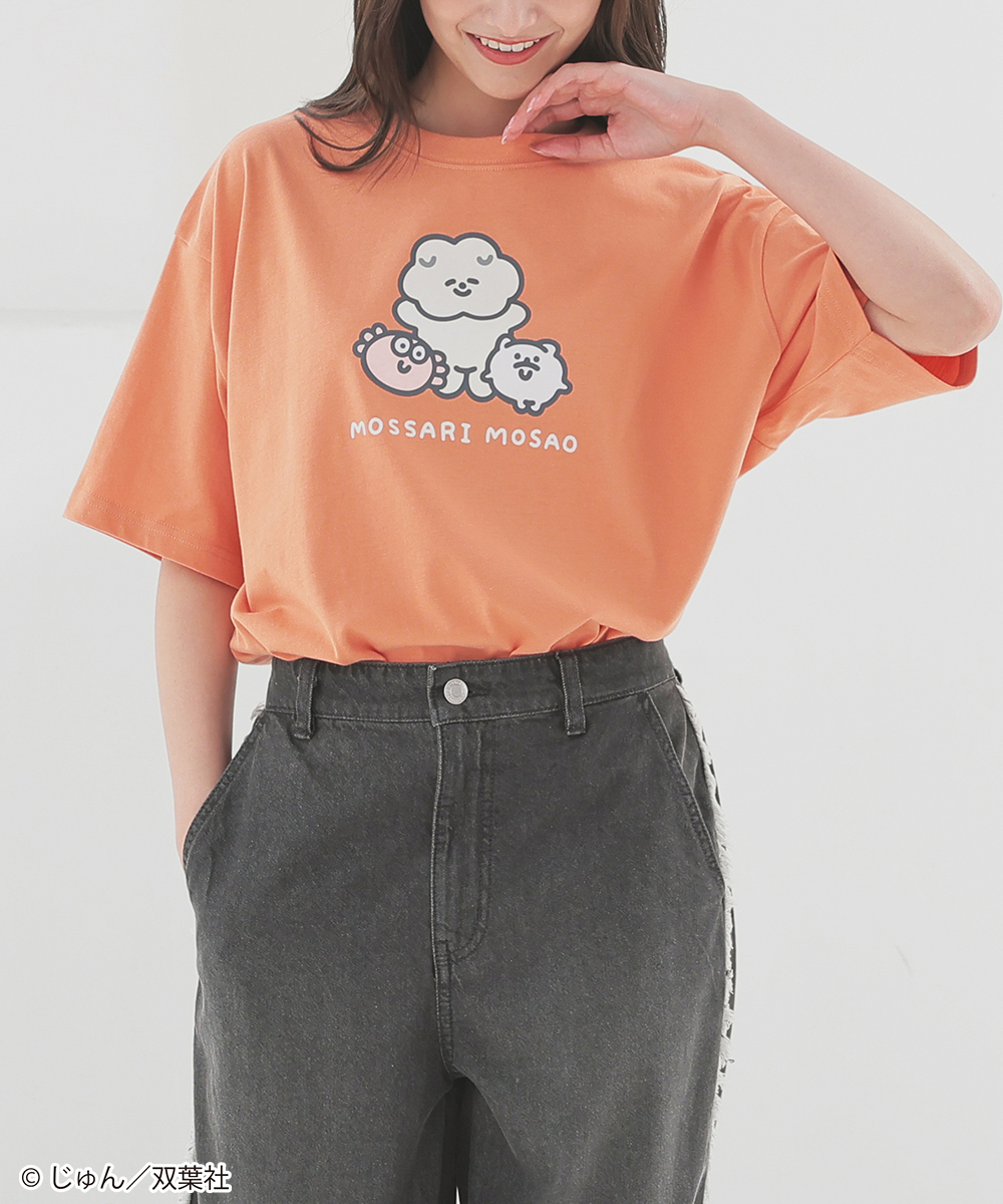 トップス Tシャツ 半袖Tシャツ カットソー 半袖 もっさりもさお キャラクター イラスト 綿混 レディース SALE Honeys ハニーズ もっさりもさお／Ｔシャツ | Honeys | 05