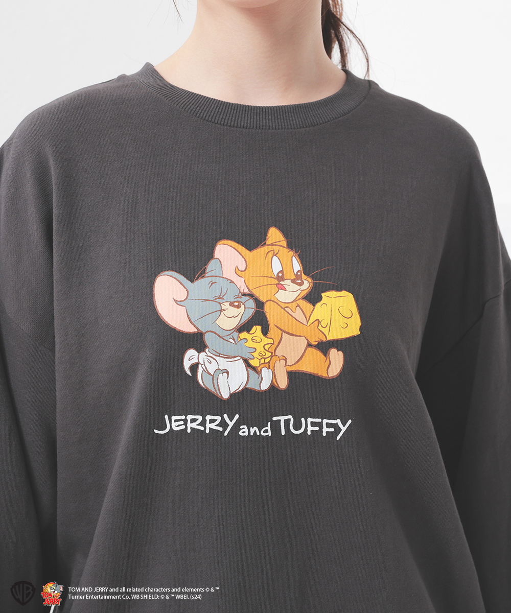 トムとジェリー　裏毛　レディース　トレーナー　刺繍　洋服　長袖 別注限定展開】「トムとジェリー（Tom and Jerry）」サガラ刺繍