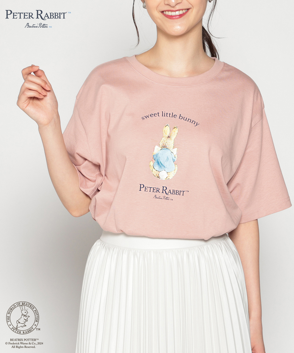 トップス Tシャツ カットソー 半袖 イラストプリント ロゴ 可愛い キャラクター レディース 夏 Honeys ハニーズ ピーターラビット（ＴＭ）／Ｔシャツ｜honeys-online｜04