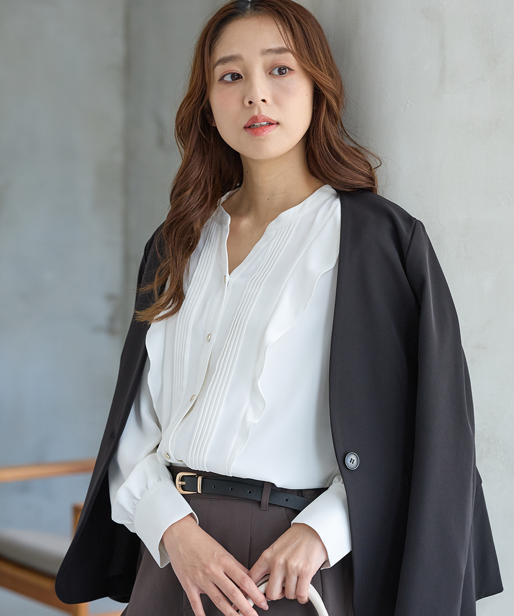 Honeys（ハニーズ） トップス ブラウス 長袖 大きいサイズ オフィス