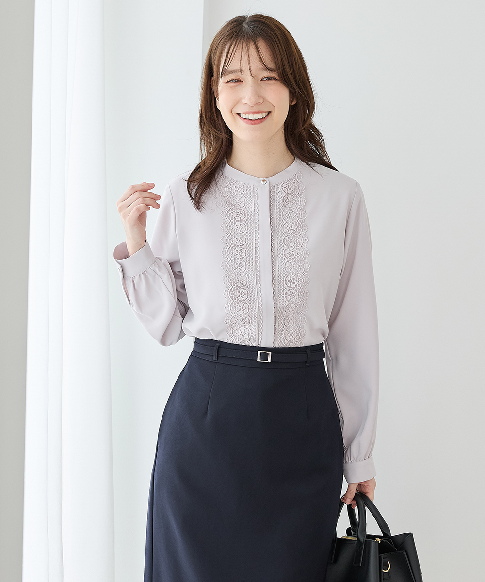 Honeys（ハニーズ） トップス ブラウス 長袖 大きいサイズ オフィス