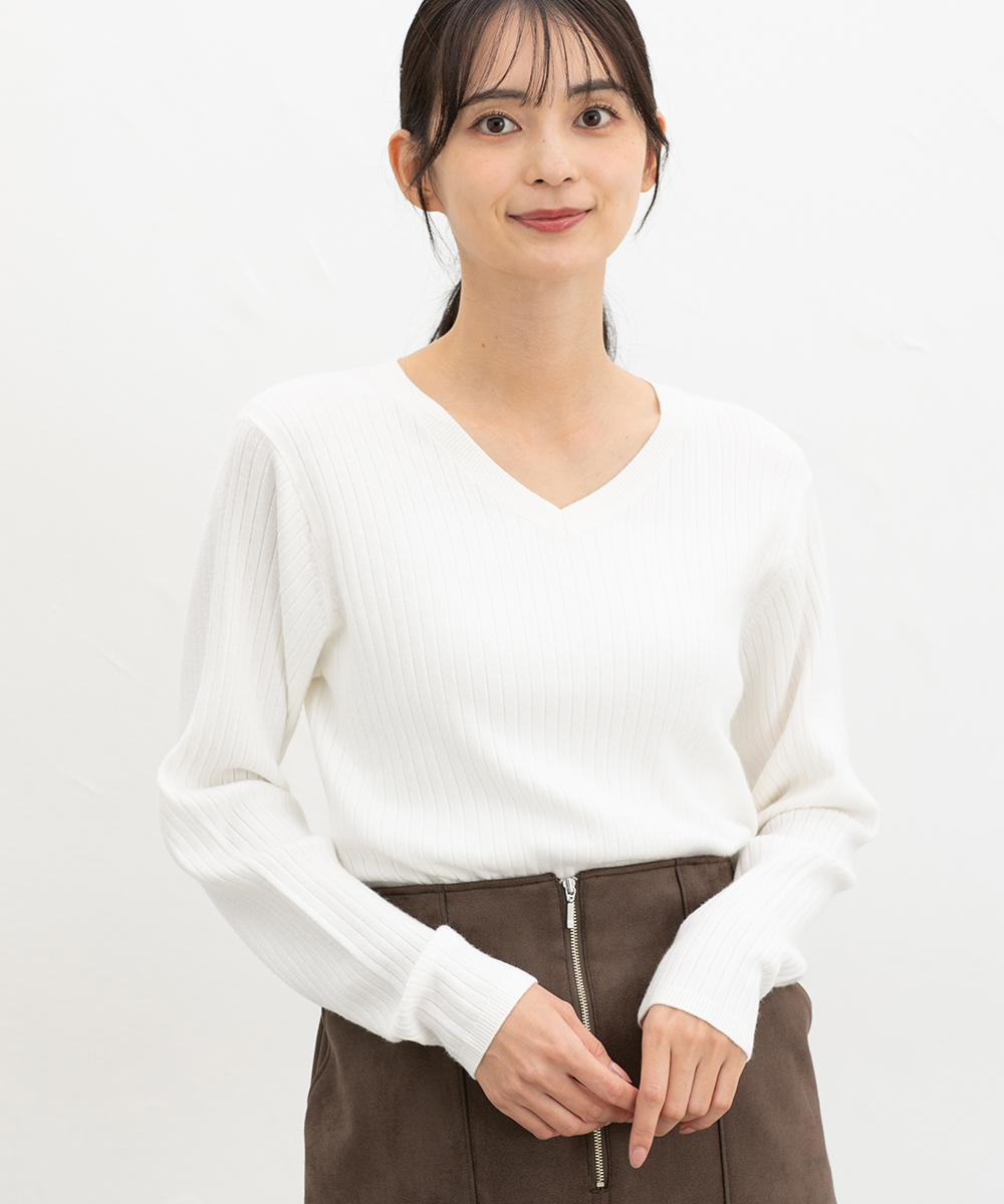 Honeys（ハニーズ） トップス セーター 長袖 リブ素材 レーヨン混
