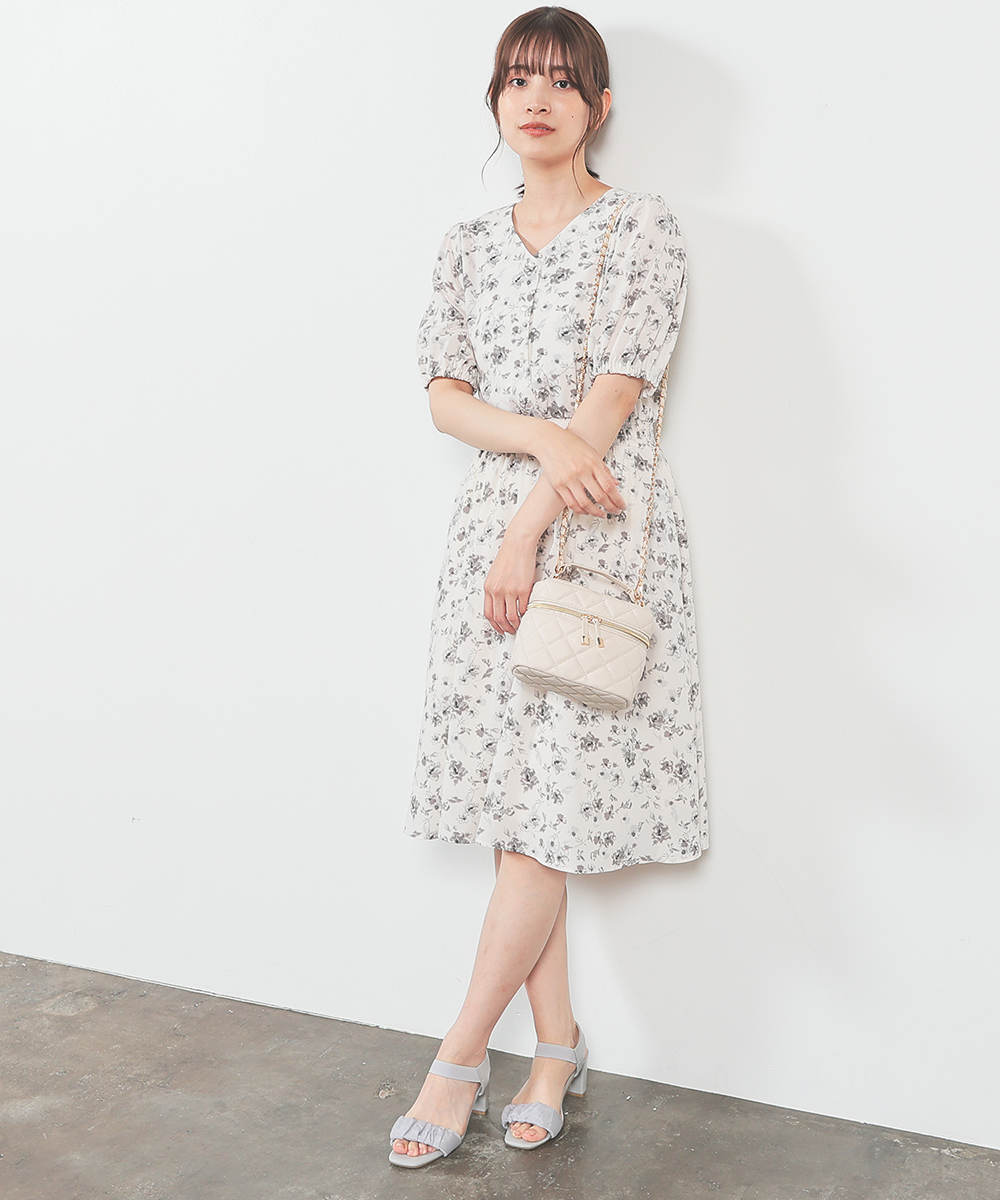 花柄 半袖ひざ丈ワンピース レディース ワンピース 花柄 半袖 ひざ丈