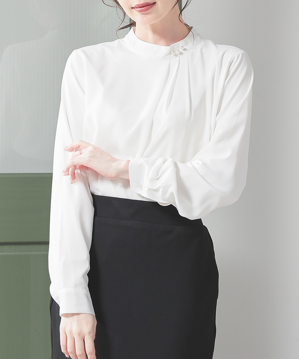 Honeys（ハニーズ） トップス 長袖 Warmブラウス パール風ビーズ