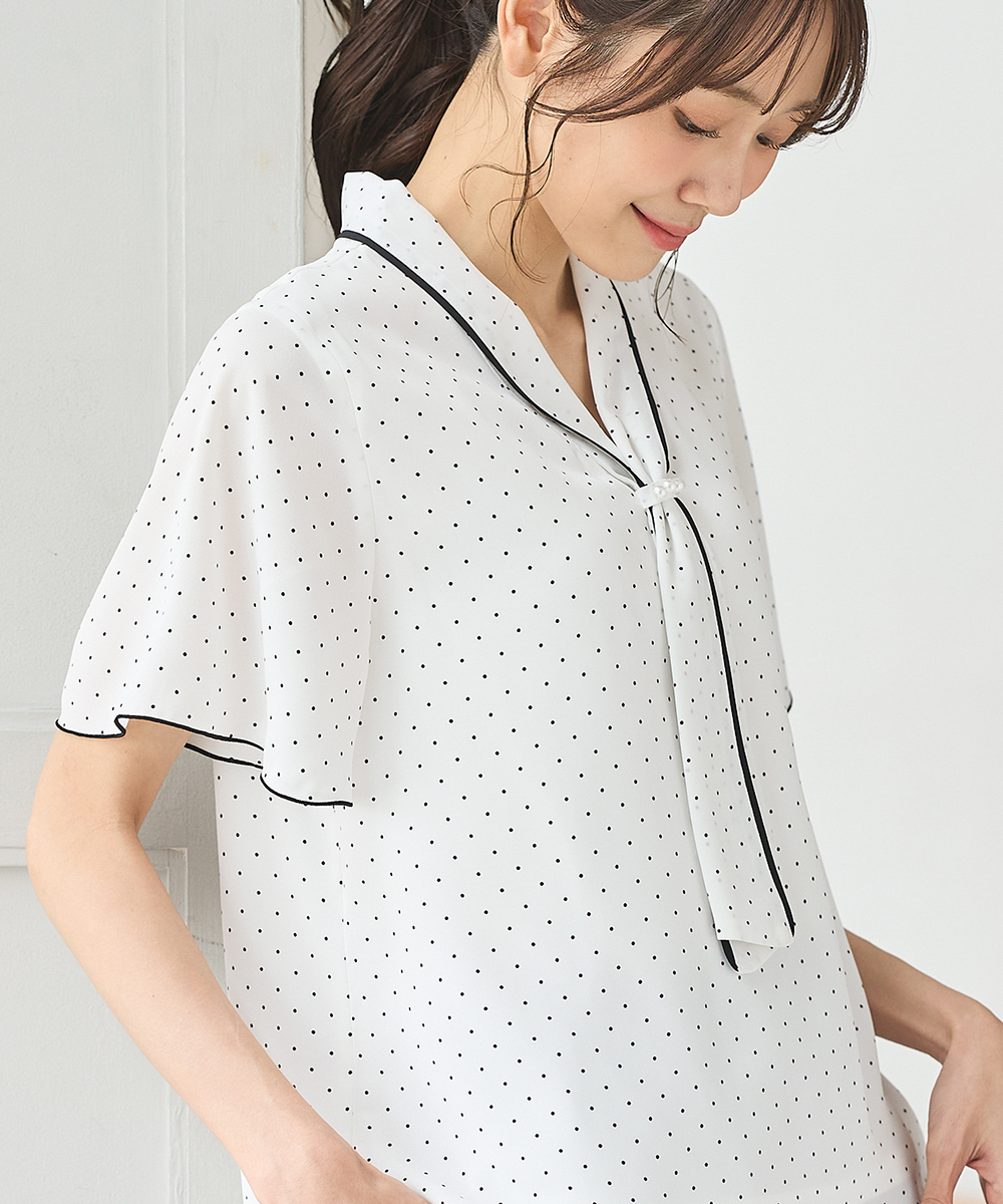 Honeys トップス ブラウス 半袖 大きいサイズ オフィス きれいめ