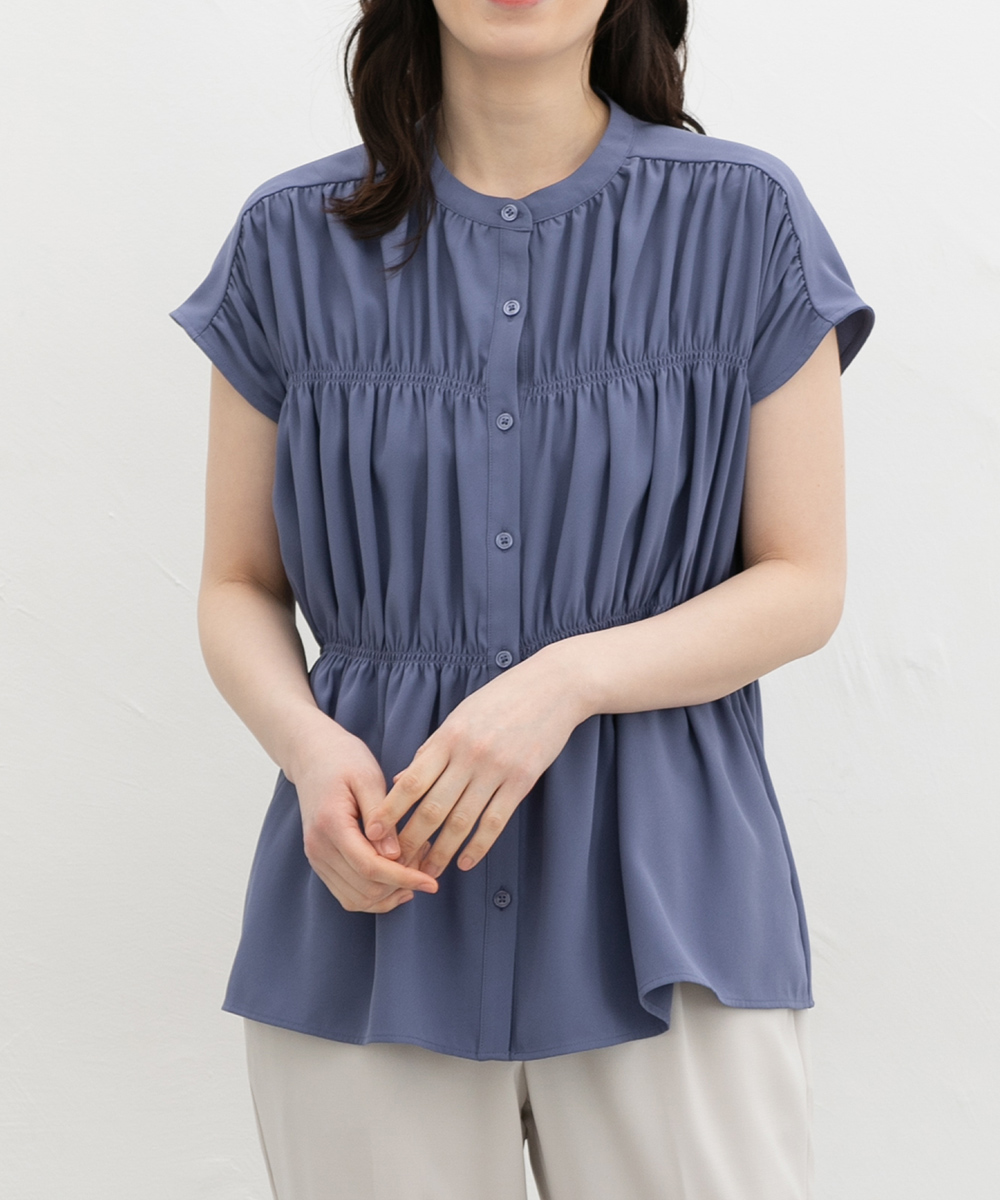 Honeys（ハニーズ） トップス ノースリーブ バンドカラー ペプラム
