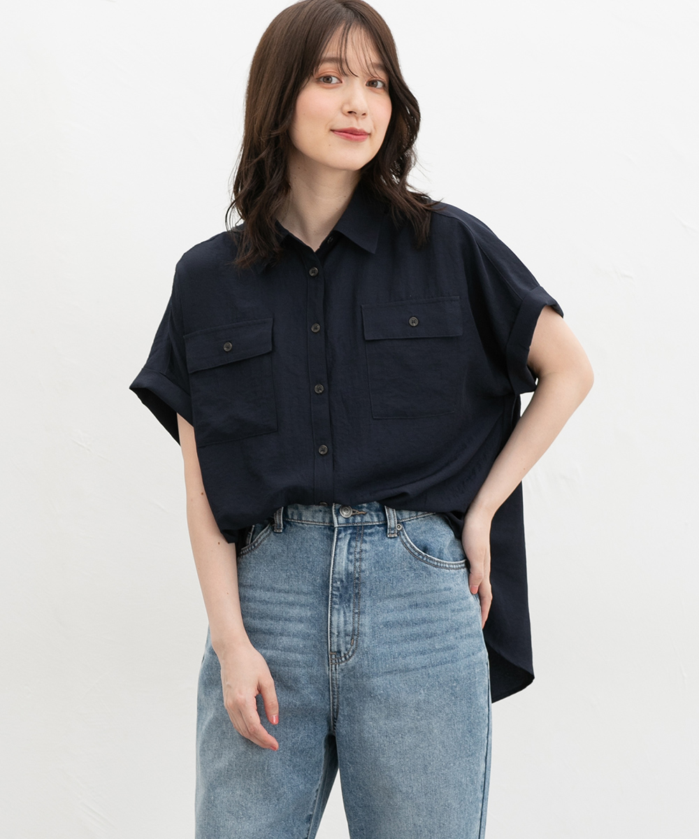 Honeys（ハニーズ） トップス ブラウス 半袖 レギュラーカラー