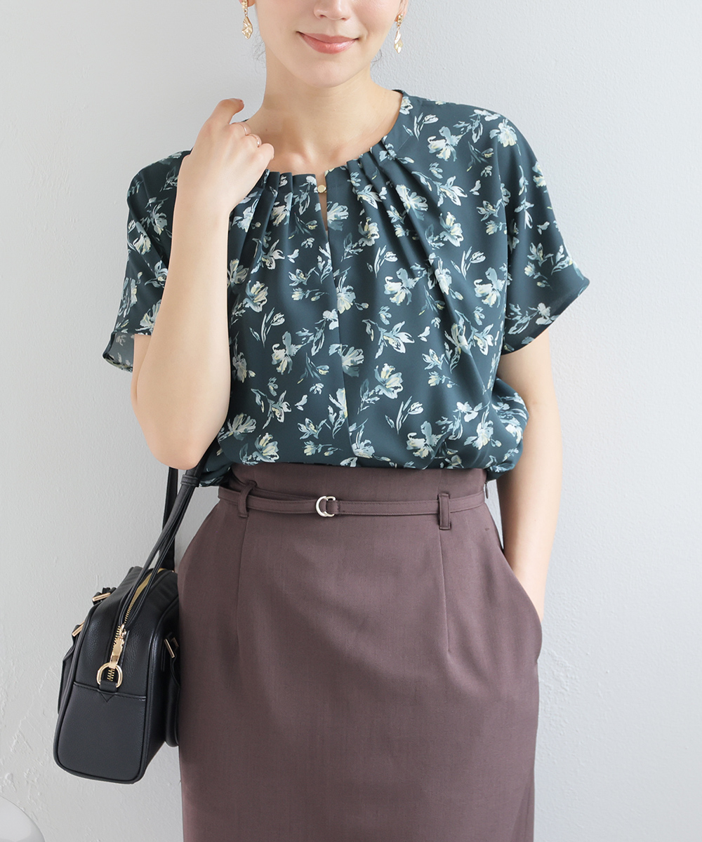 【美品】pot and tea フレンチスリーブ ブラウス トップス 半袖 Honeys（ハニーズ） トップス ブラウス 半袖 タック フレンチスリーブ
