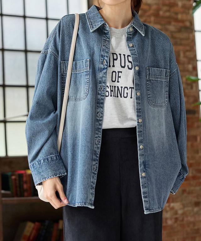 Honeys（ハニーズ） トップス シャツ ブラウス 長袖 ゆるシャツ デニム