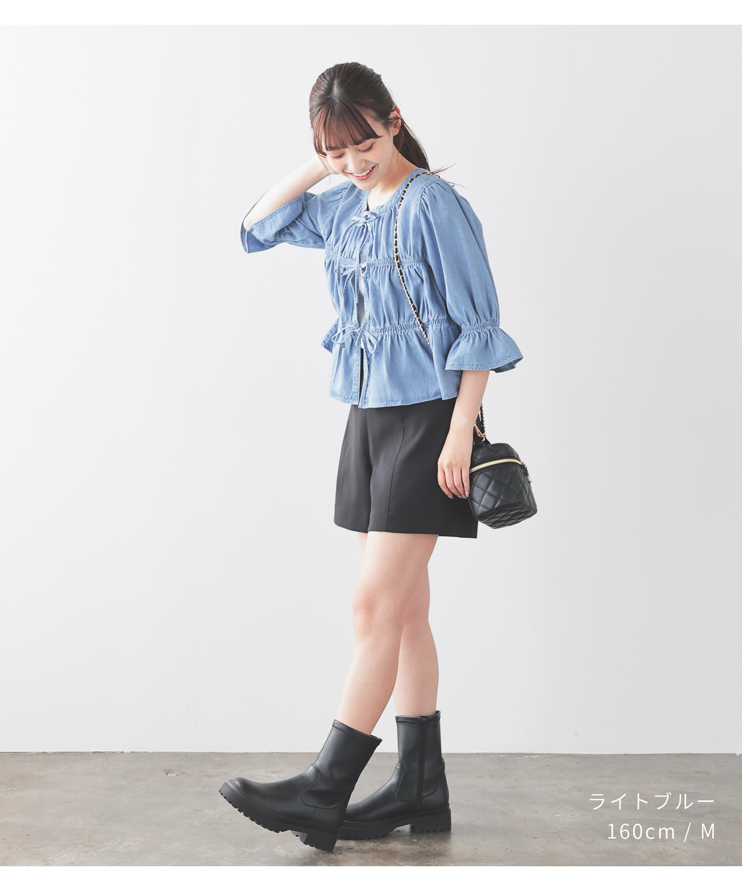 袖コンシャスデニムブラウス 袖コンシャスデニムブラウス | GIANNI LO GIUDICE(Women/小さい