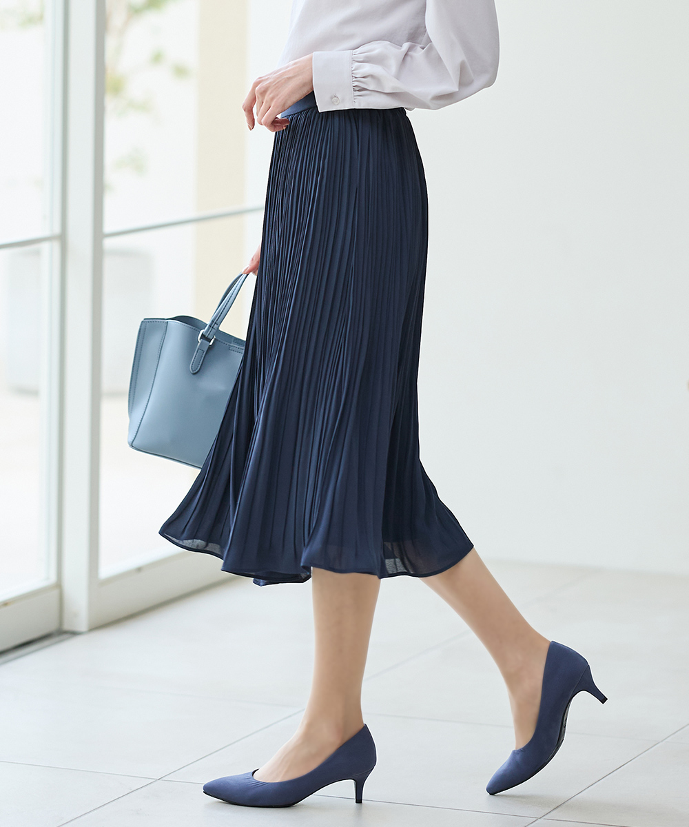 CBS　　プリーツプリーズスカート ひざ丈 アイカ ica ハイウエスト ナチュラルカラー 膝丈 Aライン ボックス