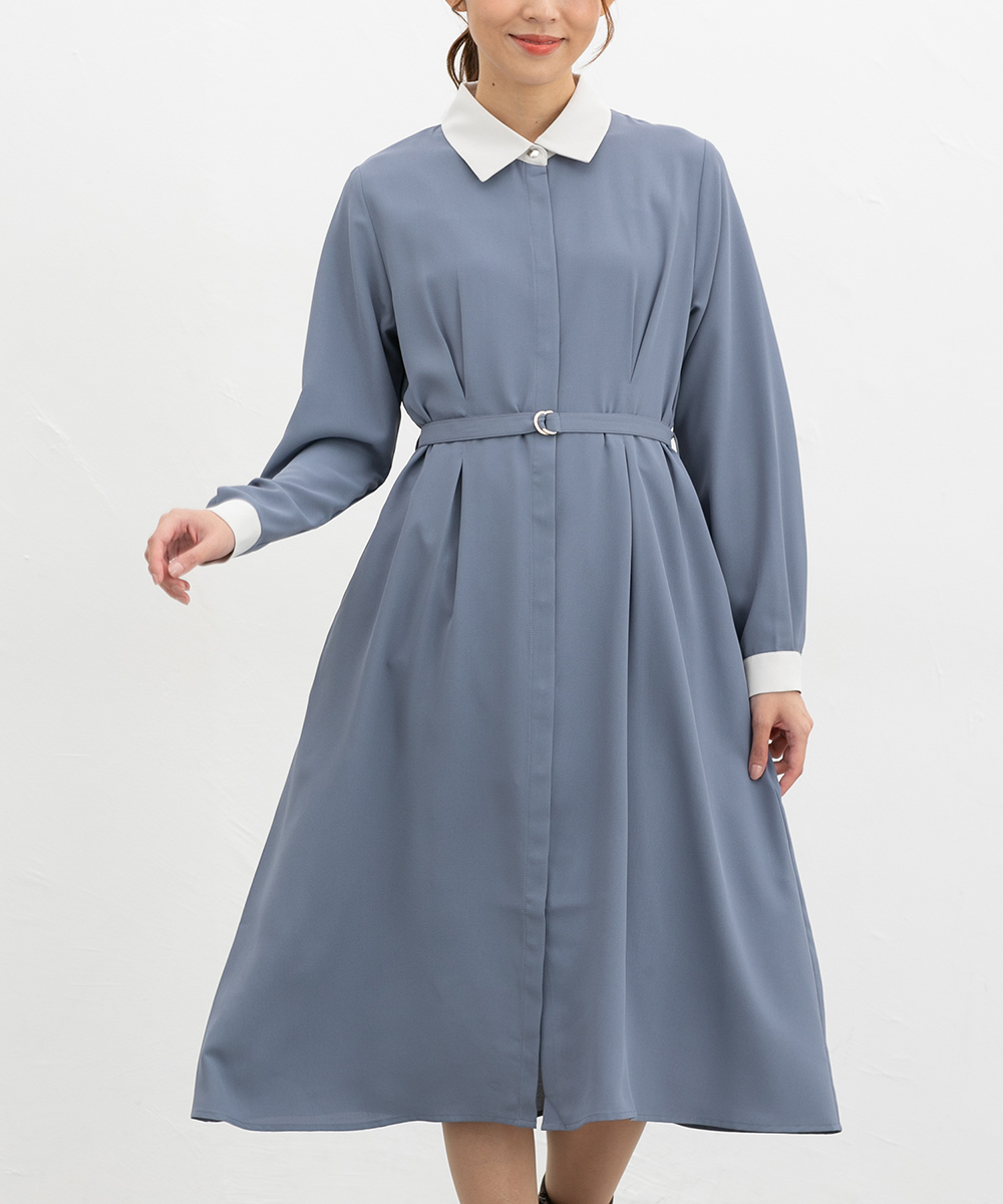 Honeys（ハニーズ） 長袖 ロング丈 オフィス きれいめ 衿付き 再生