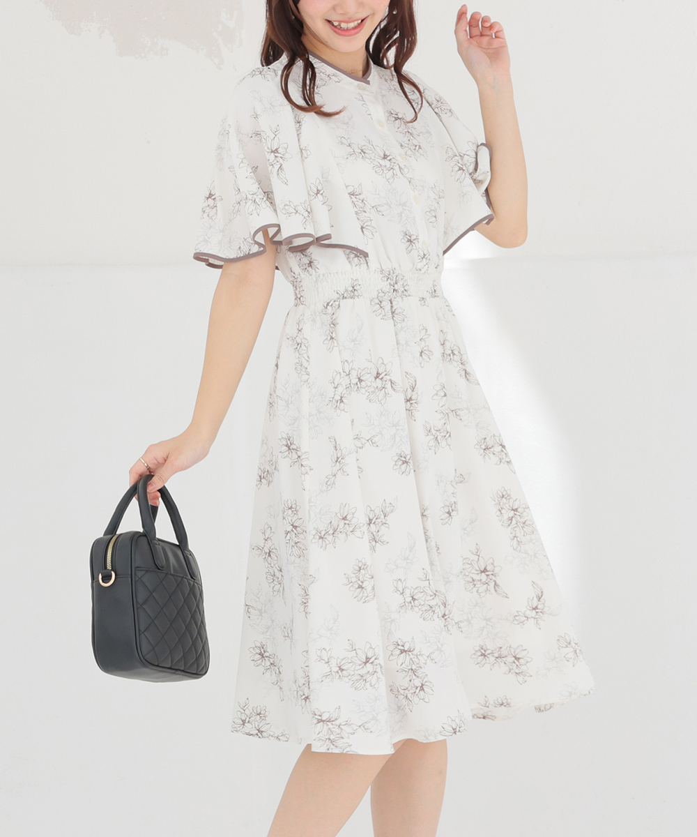 値下げしました‼️花柄 半袖ひざ丈ワンピース Honeys（ハニーズ） ワンピース 半袖 ひざ丈 大きいサイズ フレア袖 花