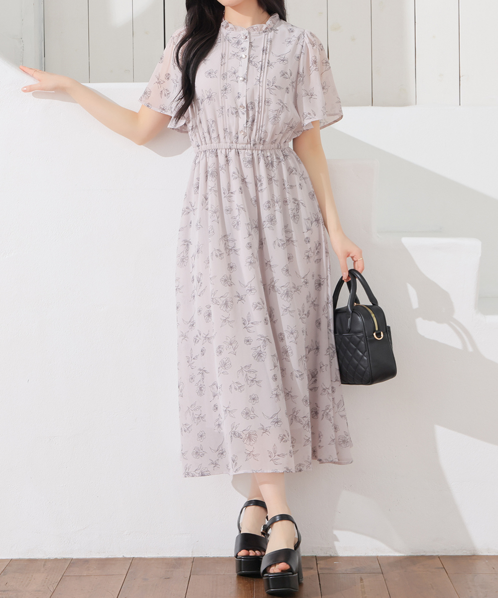 Honeys（ハニーズ） ワンピース 半袖 ロング丈 大きいサイズ フレア袖