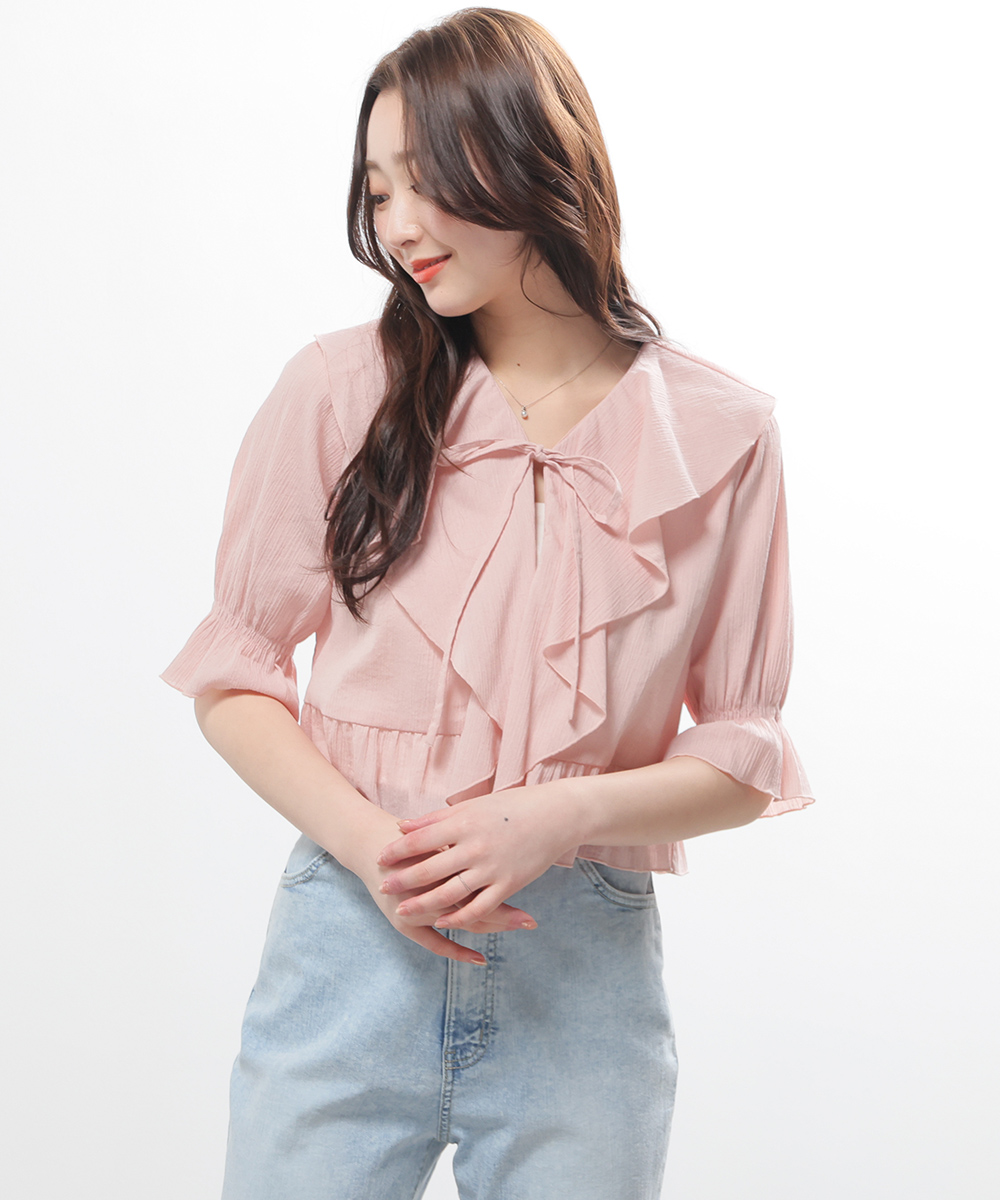 Honeys（ハニーズ） トップス ブラウス 半袖 ラッフルフリル