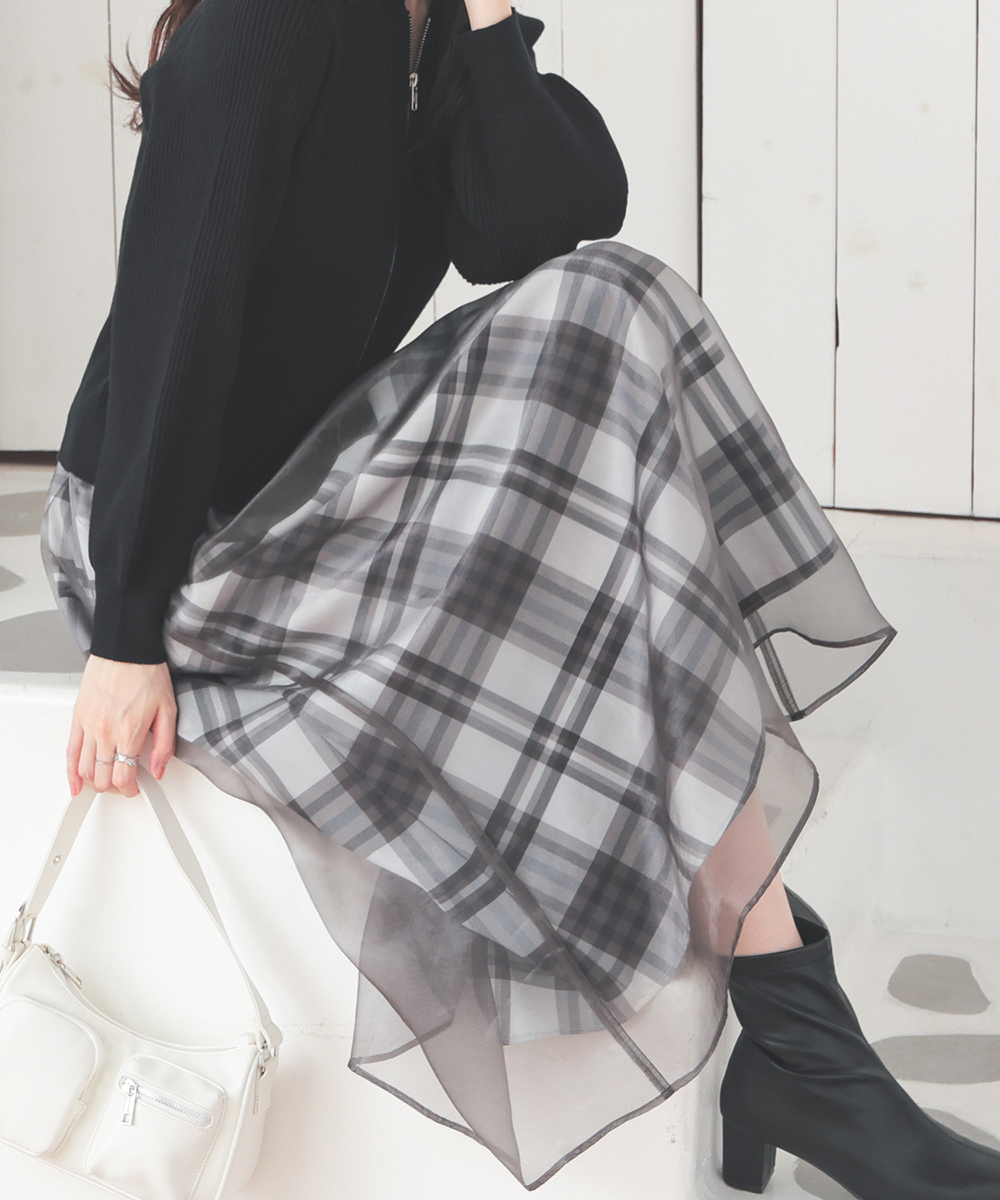 ボトムス スカート ロングスカート ロング丈 フレアスカート ウエストゴム 透け感 裏地付き SALE Honeys ハニーズ シアースカート | Honeys | 02
