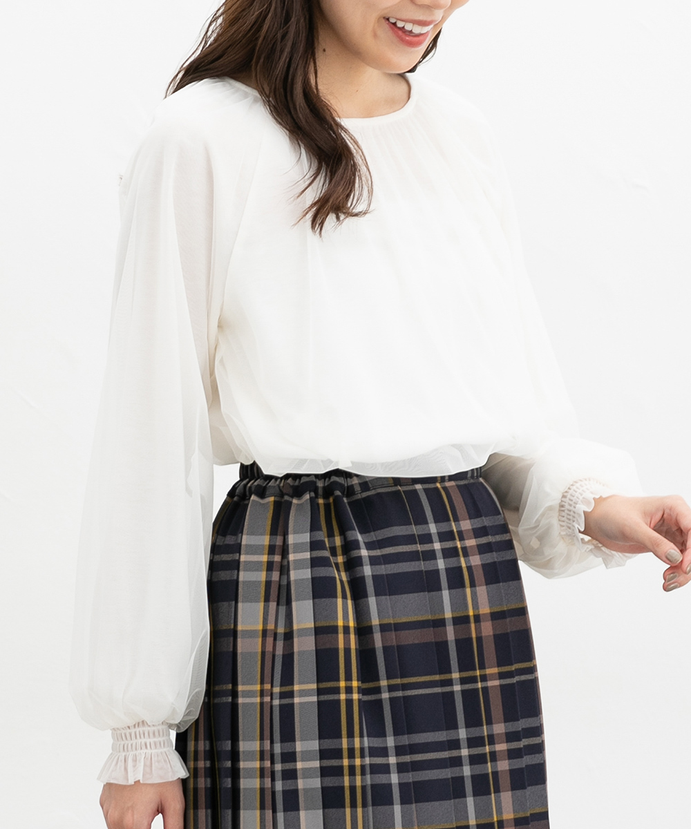 Honeys（ハニーズ） トップス カットソー 長袖 チュール フェミニン