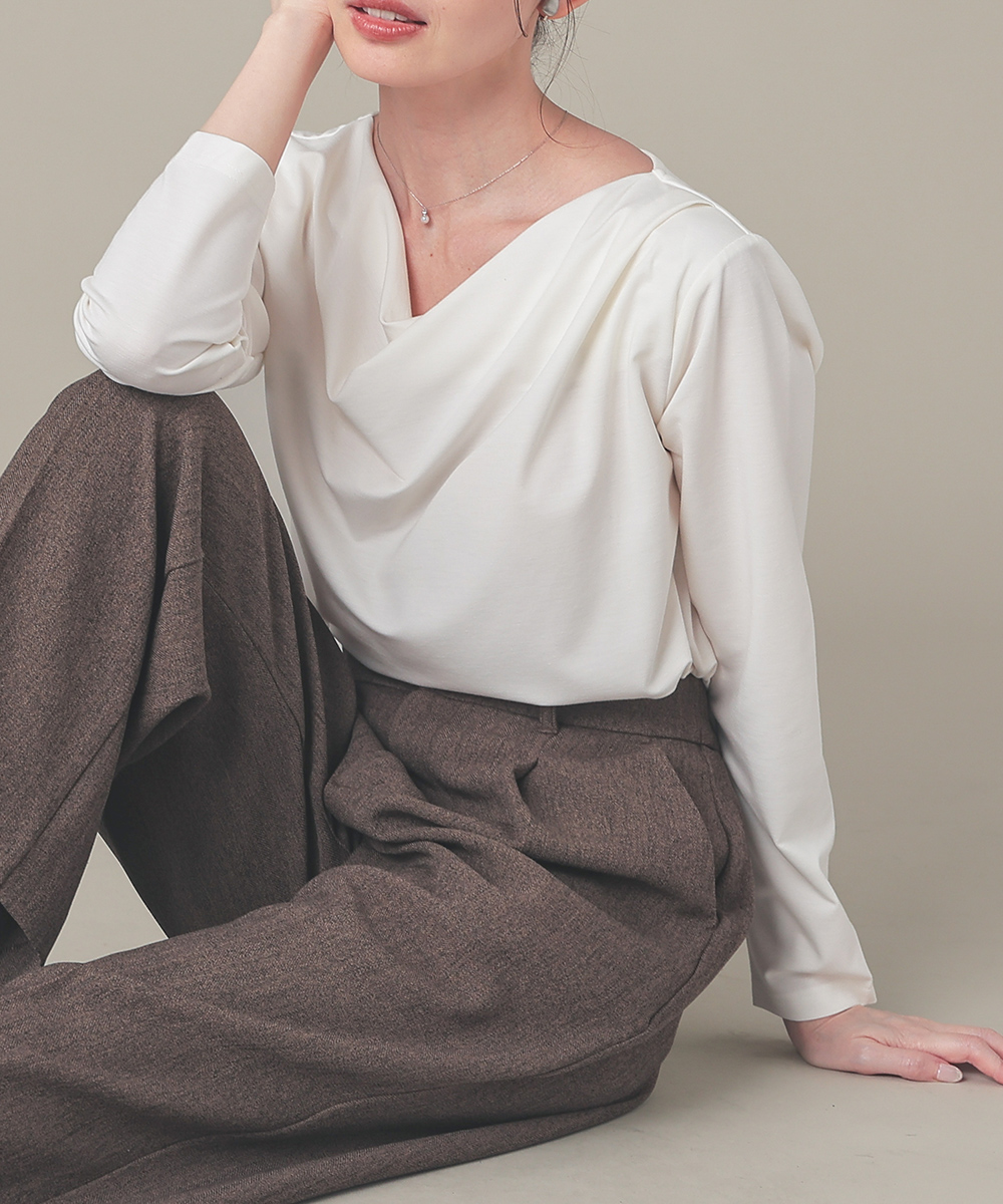 Honeys（ハニーズ） トップス カットソー 長袖 ドレープ ストレッチ