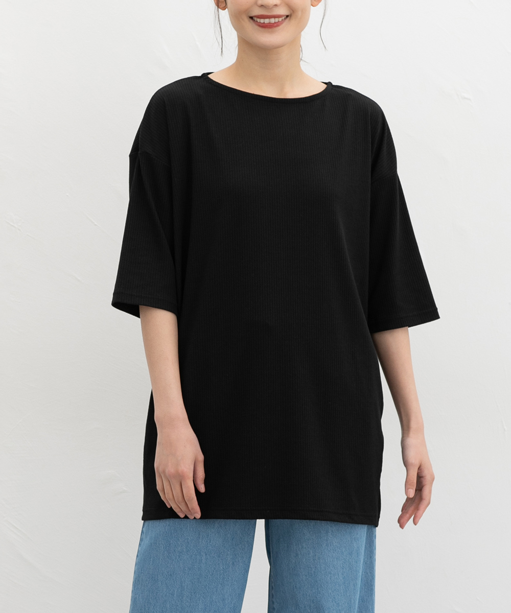 Honeys(ハニーズ) トップス カットソー チュニック 6分袖 コクーン Honeys(ハニーズ) トップス カットソー チュニック 6分袖 コクーン