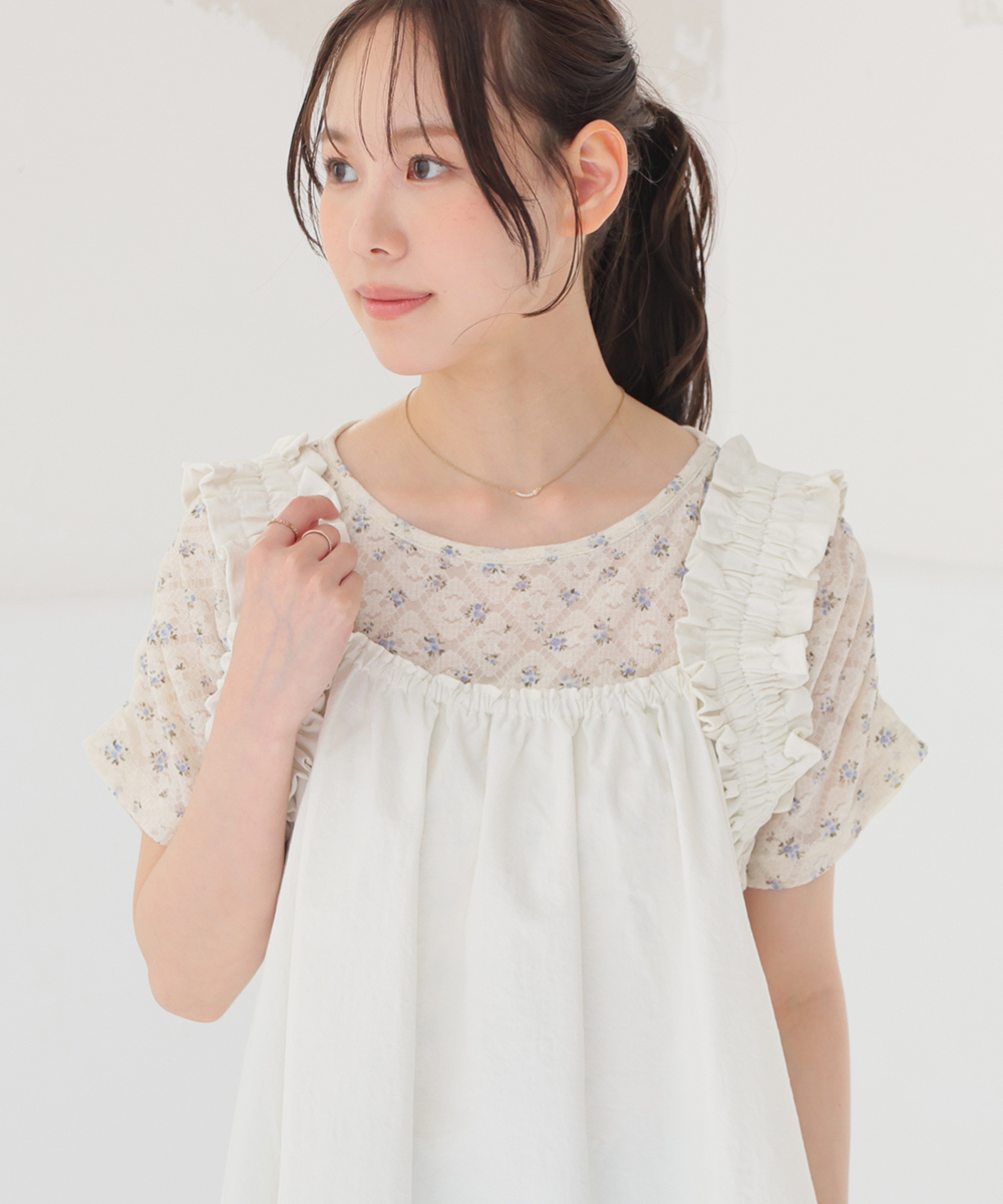 Honeys（ハニーズ） トップス カットソー 半袖 レース パワショル
