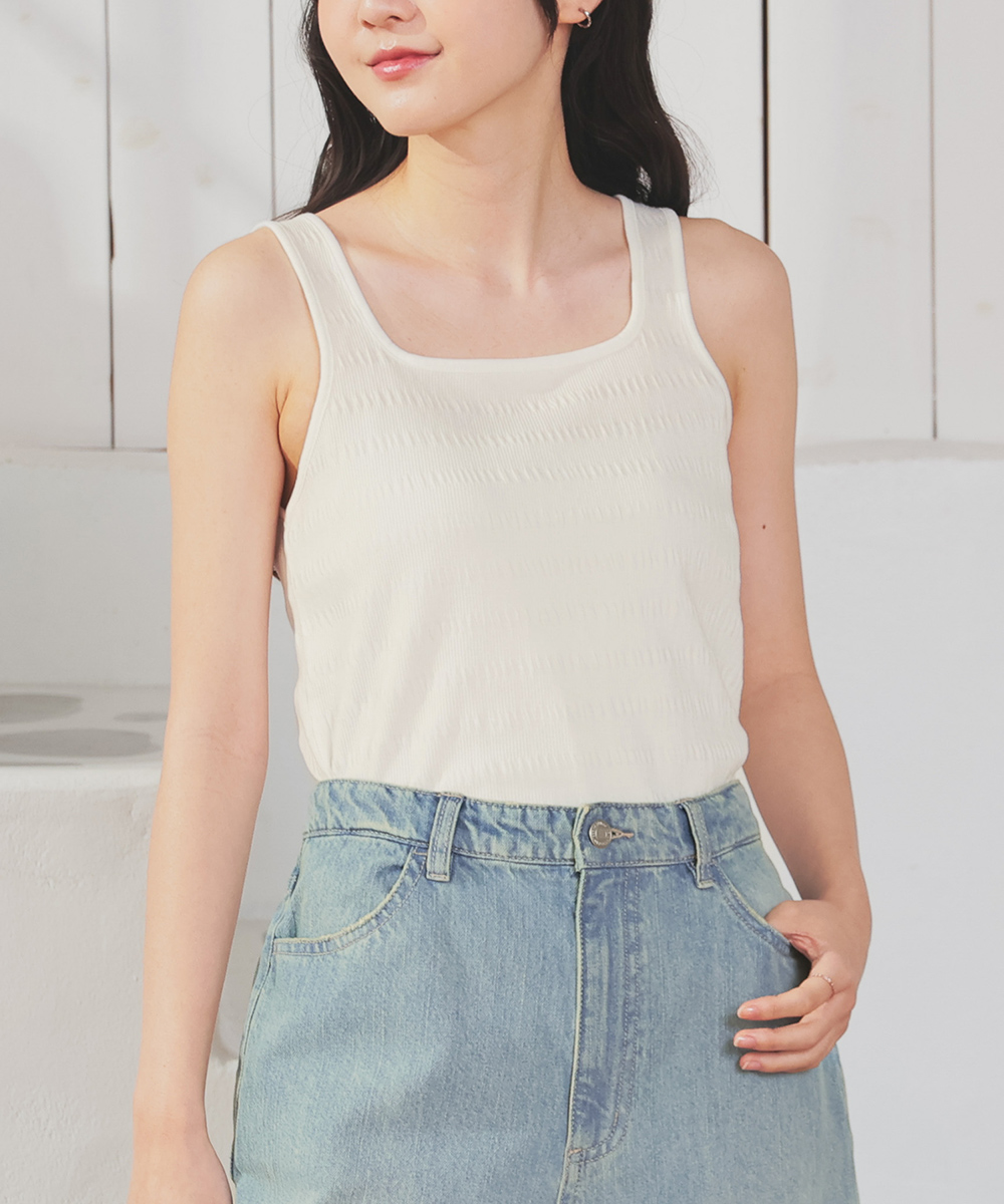 Honeys（ハニーズ） トップス タンクトップ ストレッチ ジャカード 綿
