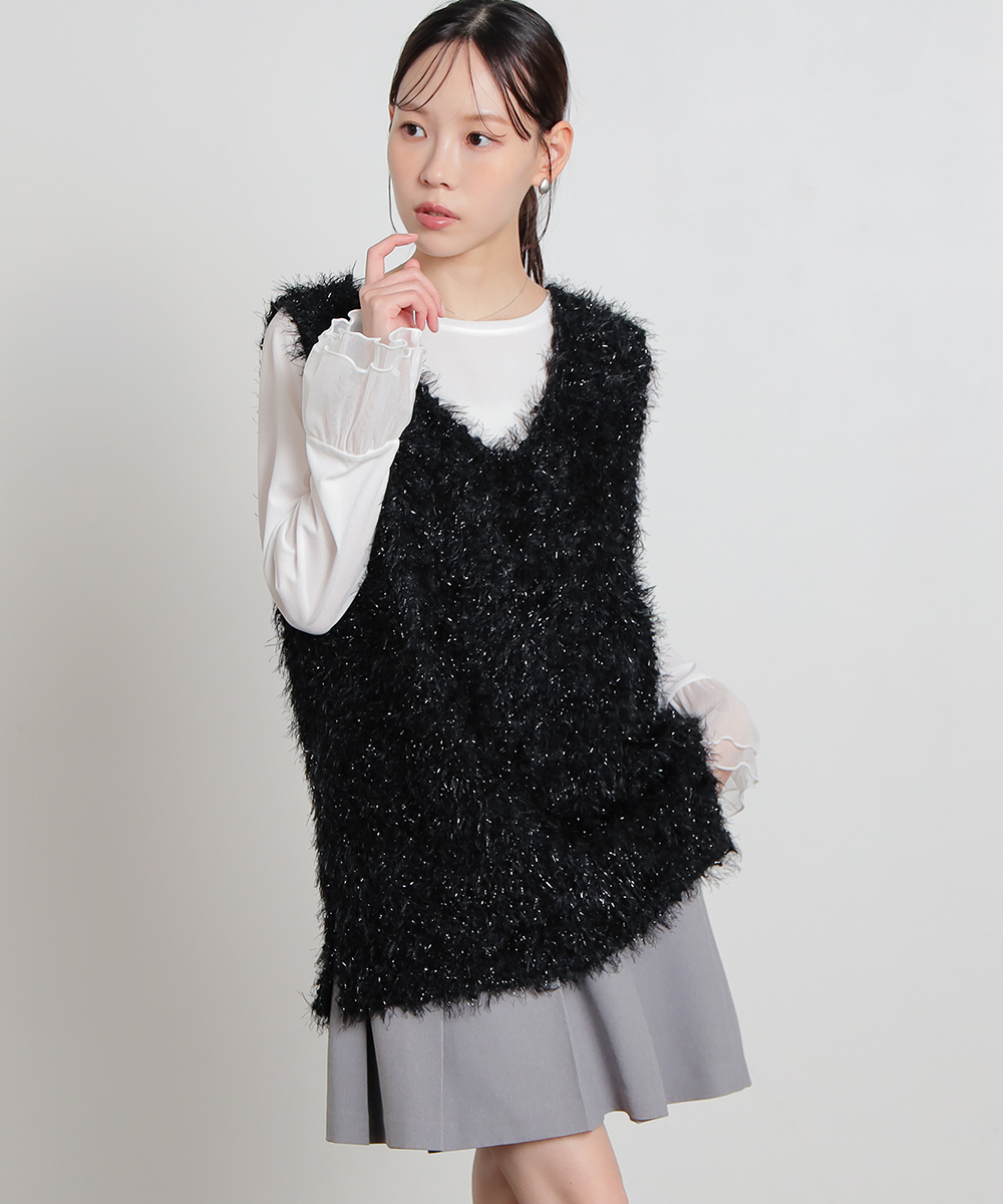 Honeys（ハニーズ） トップス ジレ カットソー ノースリーブ Vネック