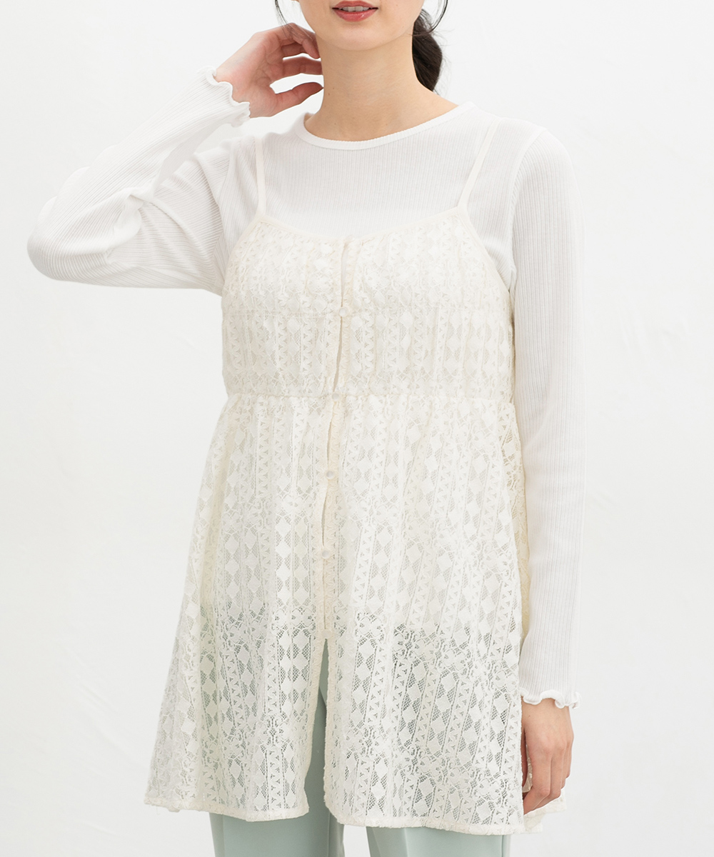 Honeys（ハニーズ） トップス キャミソール キャミチュニック レース