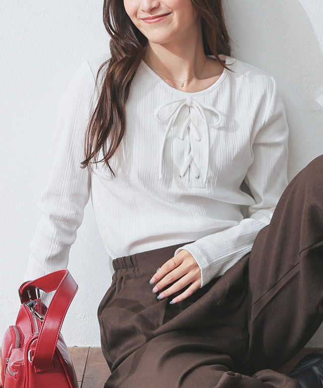 Honeys（ハニーズ） トップス カットソー 長袖 レースアップ