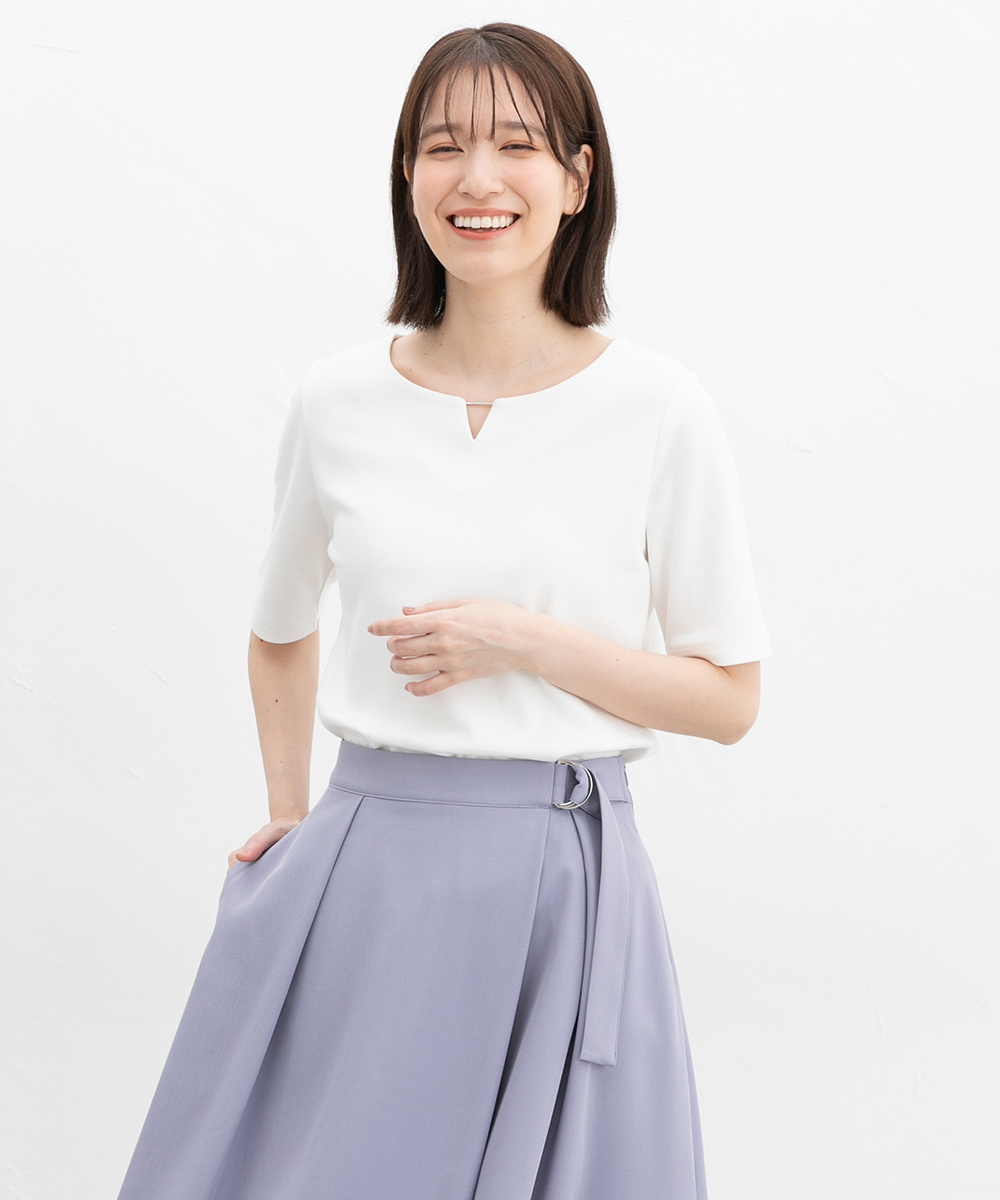 Honeys トップス カットソー UVカット オフィス きれいめ 綿100