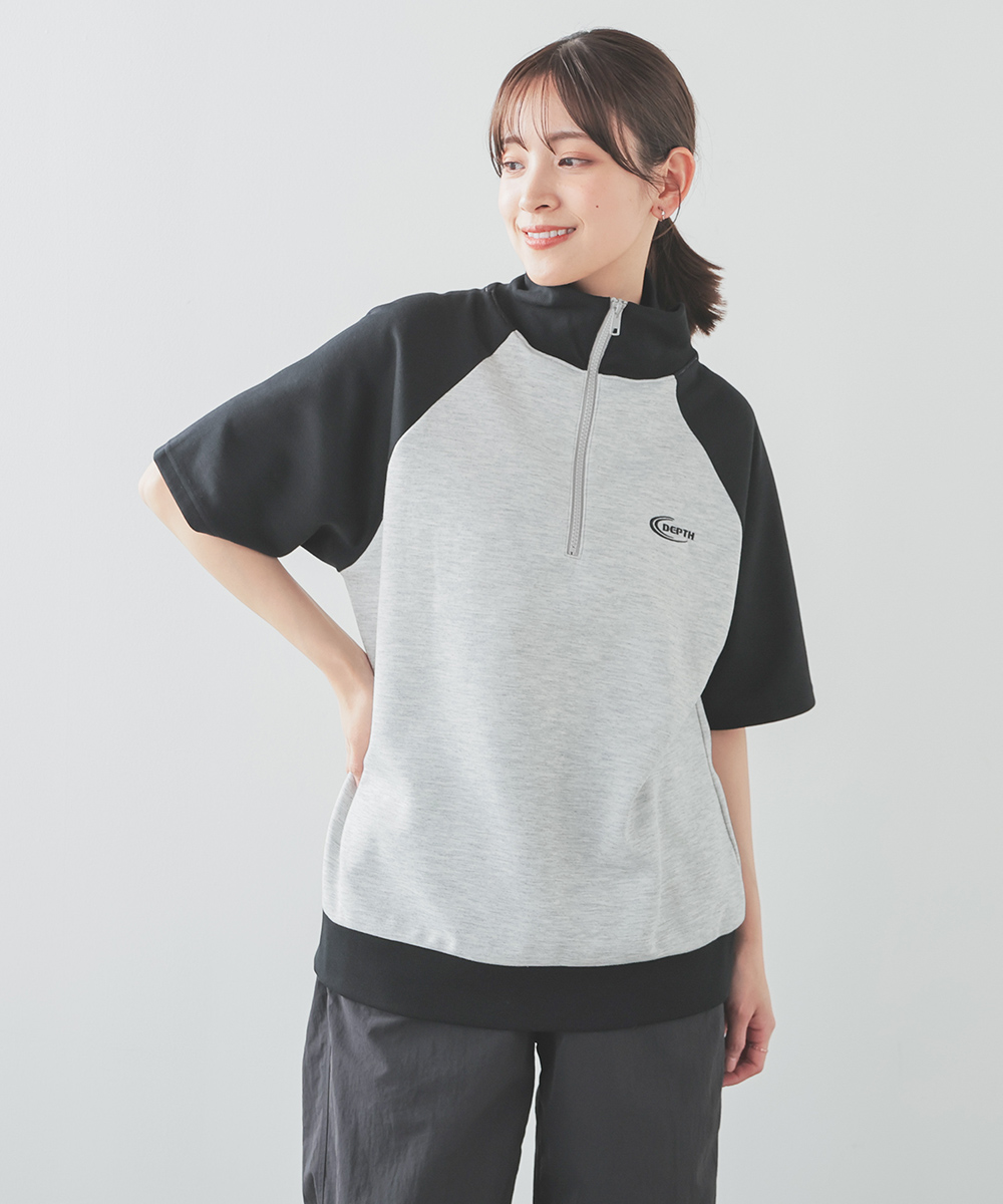 Honeys トップス カットソー 半袖 ゆるトップス ハーフジップ