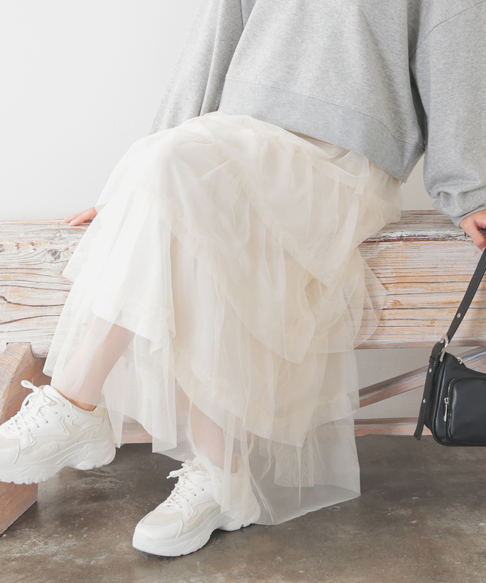 Honeys ボトムス スカート ロングスカート ロング丈 チュール