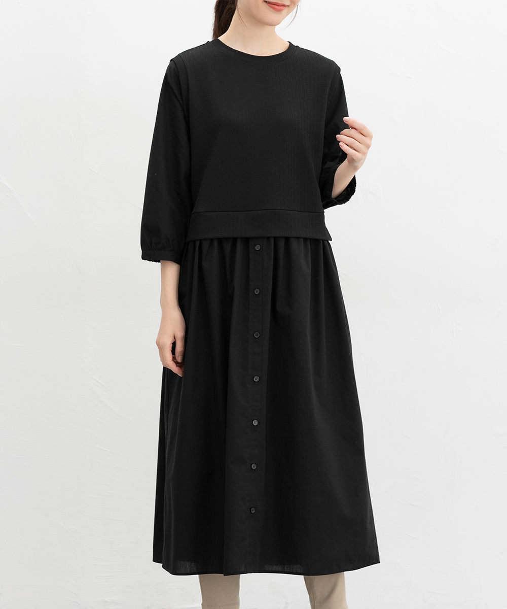 Honeys ワンピース ロング丈 レイヤード風ワンピース 重ね着風