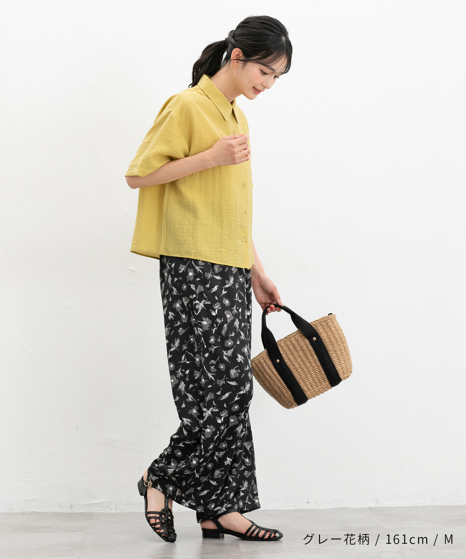 【美品】試着のみ　Ballsey 花柄ウエストゴムパンツ M Honeys ボトムス パンツ イージーパンツ ハニさら ワイドパンツ