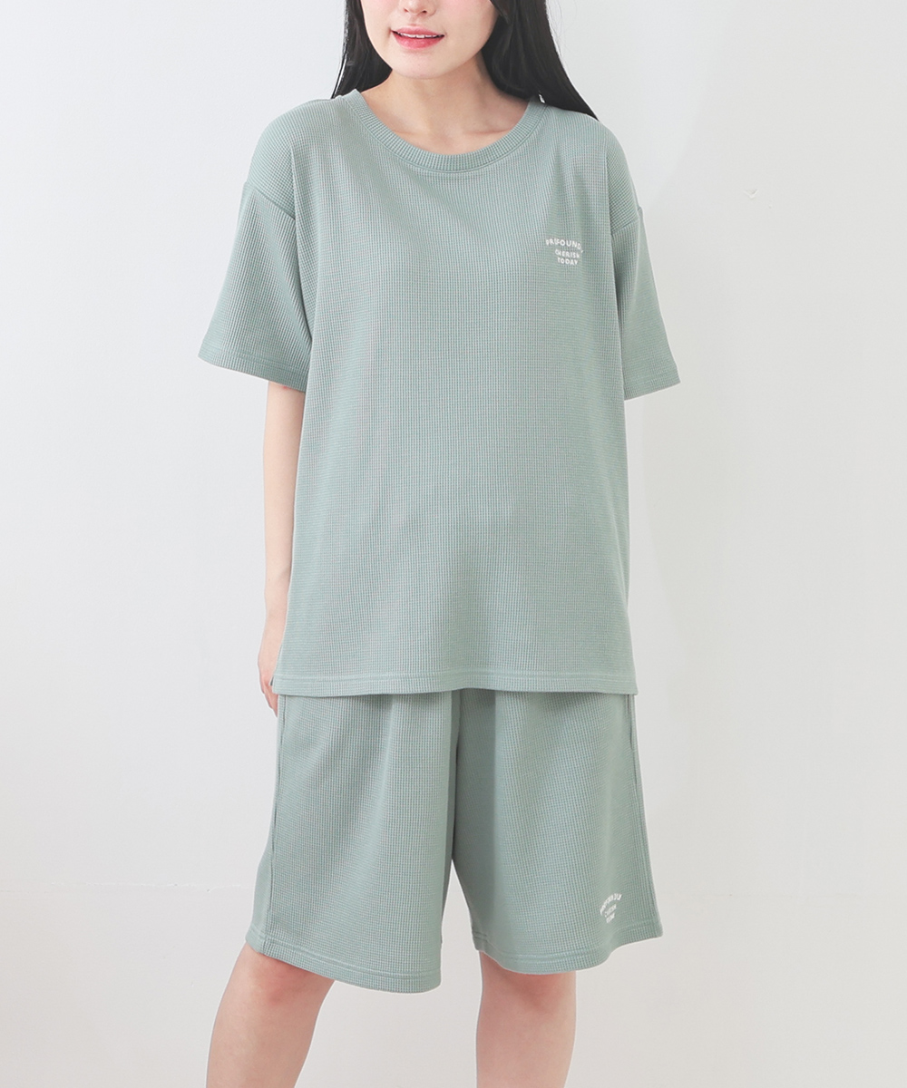 Honeys ルームウェア 部屋着 上下セット Tシャツ 半袖Tシャツ