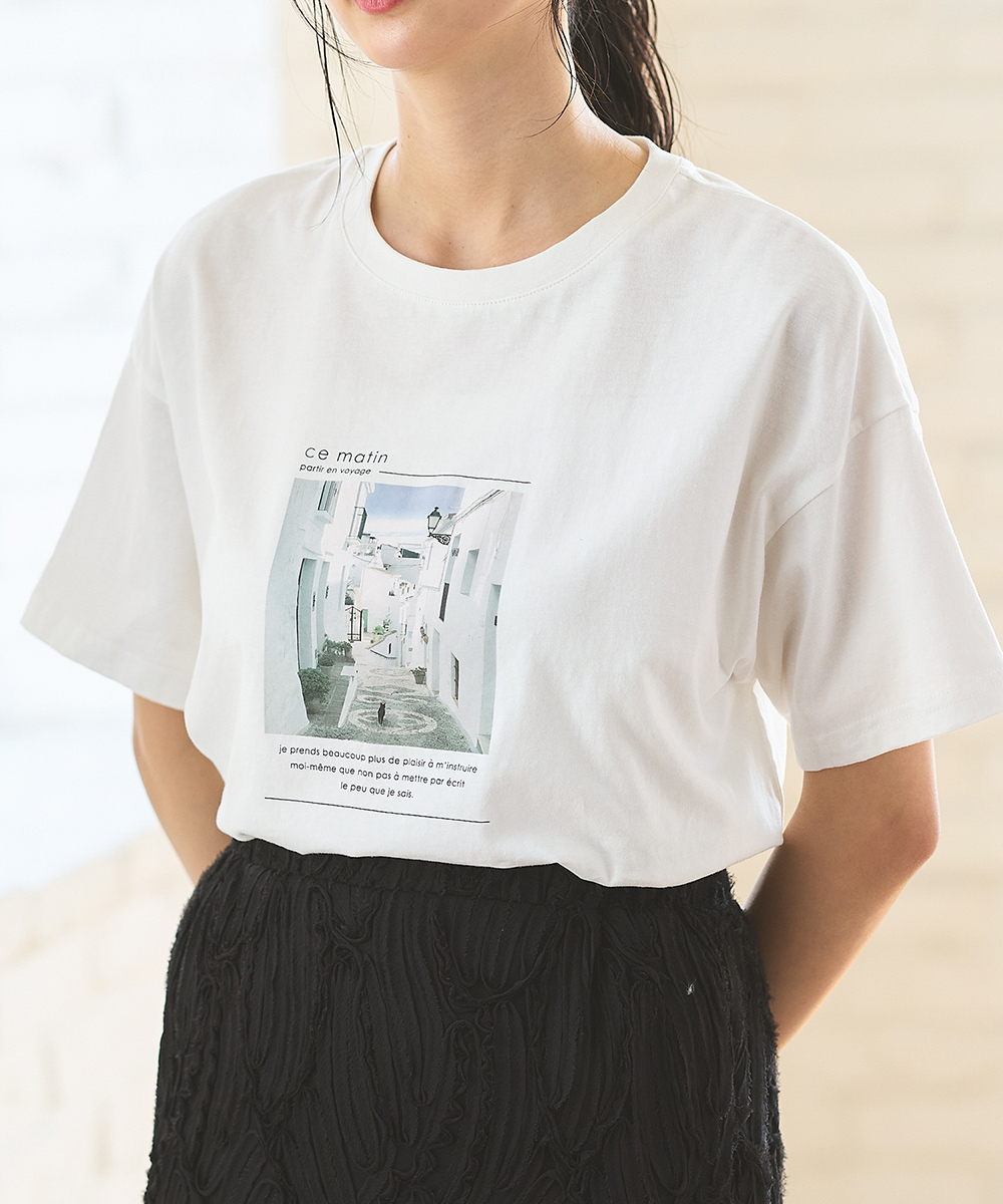 特別価格7/28正午まで トップス Tシャツ 半袖Tシャツ カットソー 半袖 コットン 綿 UVカット フォト SALE Honeys ハニーズ フォトプリントＴシャツ | Honeys | 04