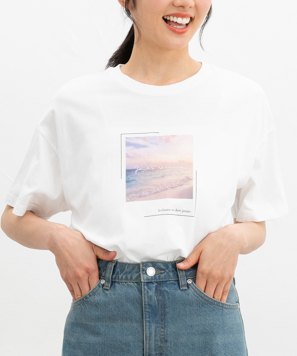特別価格7/28正午まで トップス Tシャツ 半袖Tシャツ カットソー 半袖 コットン 綿 UVカット フォト SALE Honeys ハニーズ フォトプリントＴシャツ | Honeys | 05