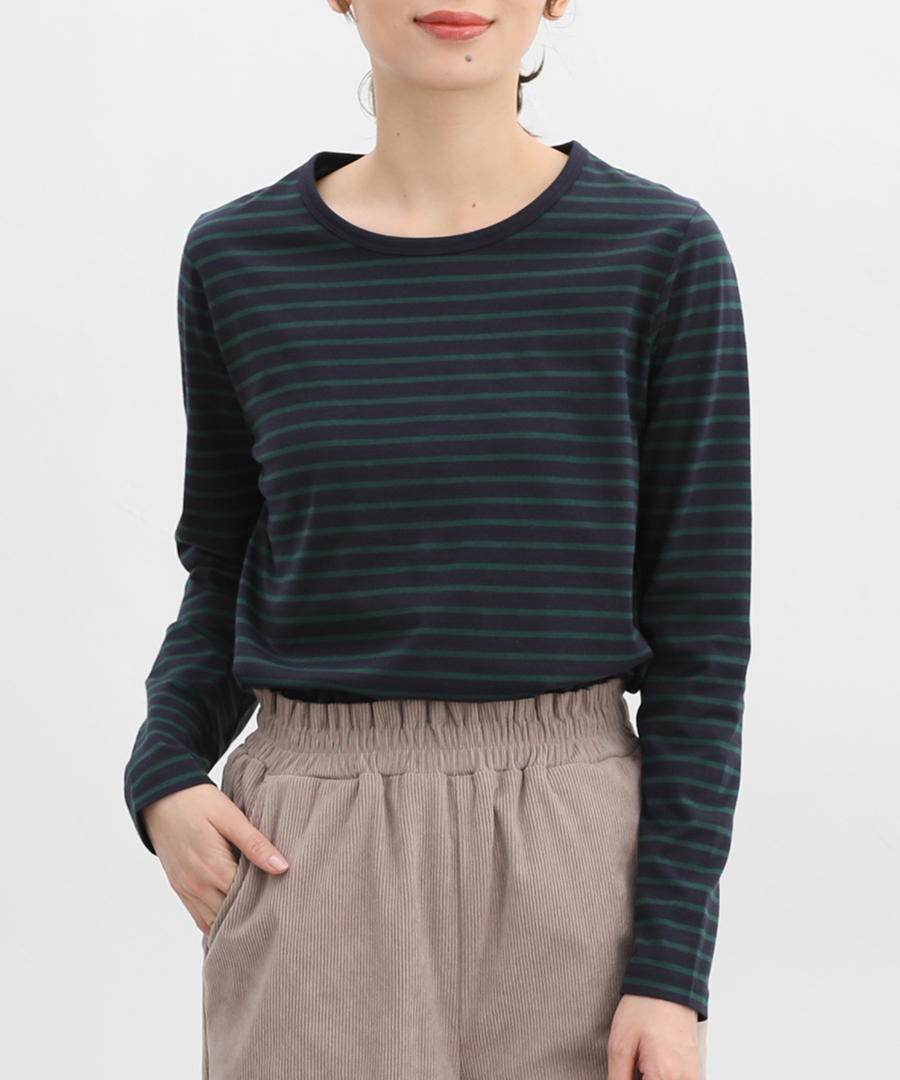 トップス カットソー 長袖 オーガニックコットン Tシャツ ロンＴ 長袖Tシャツ レディース Hon...