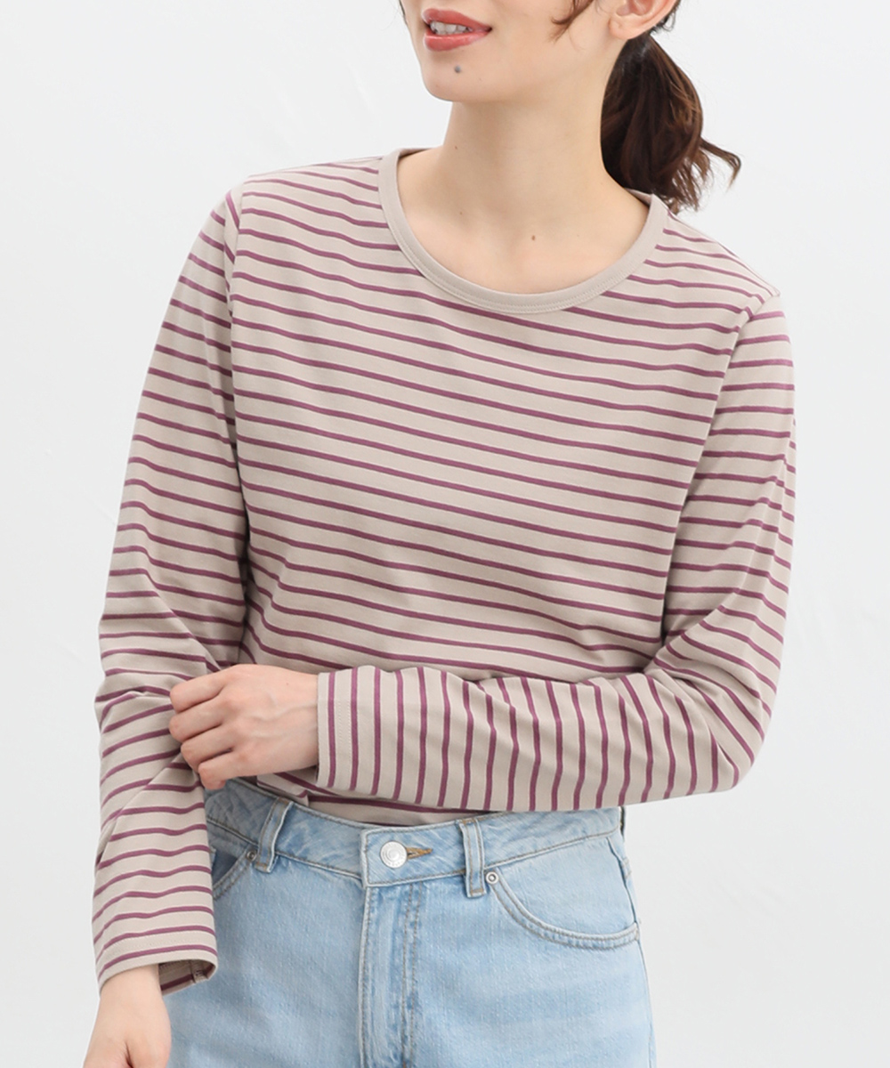 トップス カットソー 長袖 オーガニックコットン Tシャツ ロンＴ 長袖Tシャツ レディース Hon...