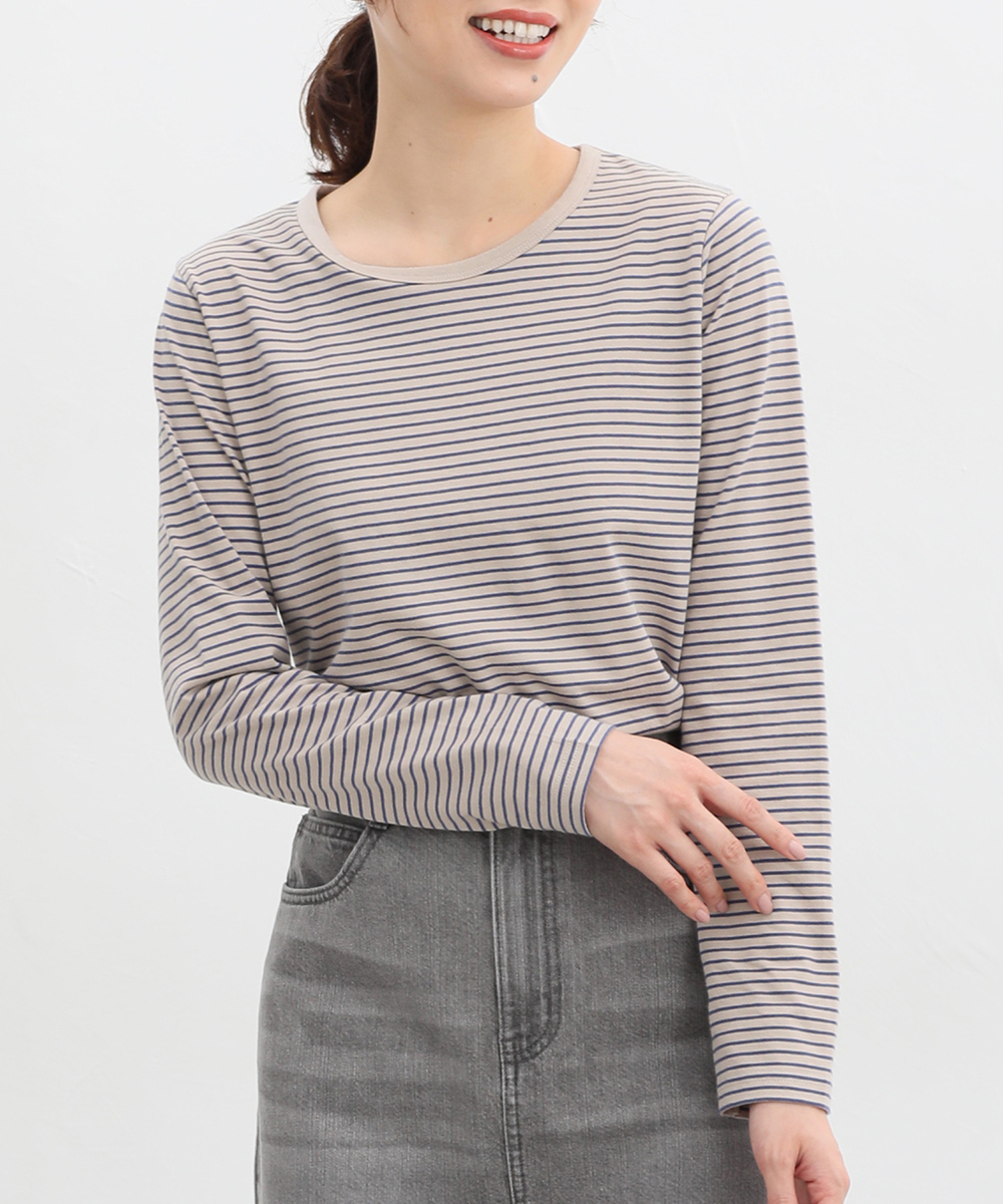 トップス カットソー 長袖 オーガニックコットン Tシャツ ロンＴ 長袖Tシャツ レディース Hon...