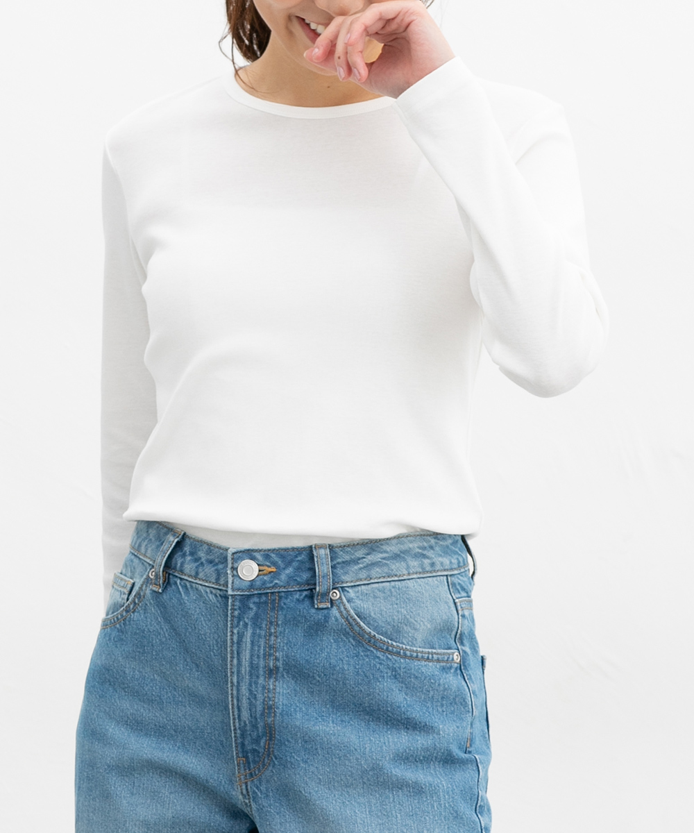 トップス カットソー 長袖 オーガニックコットン Tシャツ ロンＴ 長袖Tシャツ 綿 Honeys ...