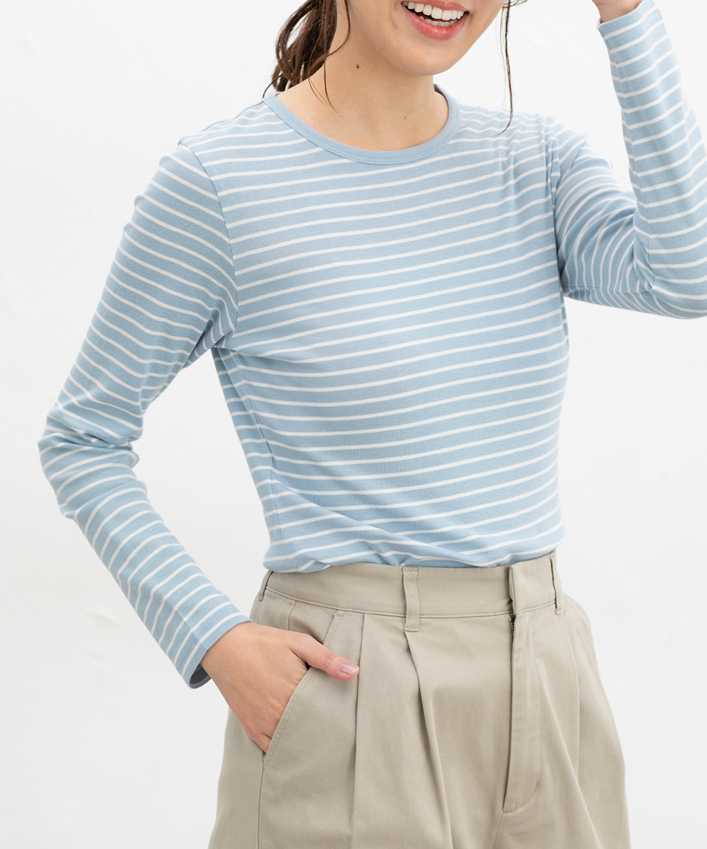 トップス カットソー 長袖 オーガニックコットン Tシャツ ロンＴ 長袖Tシャツ 綿 Honeys ...