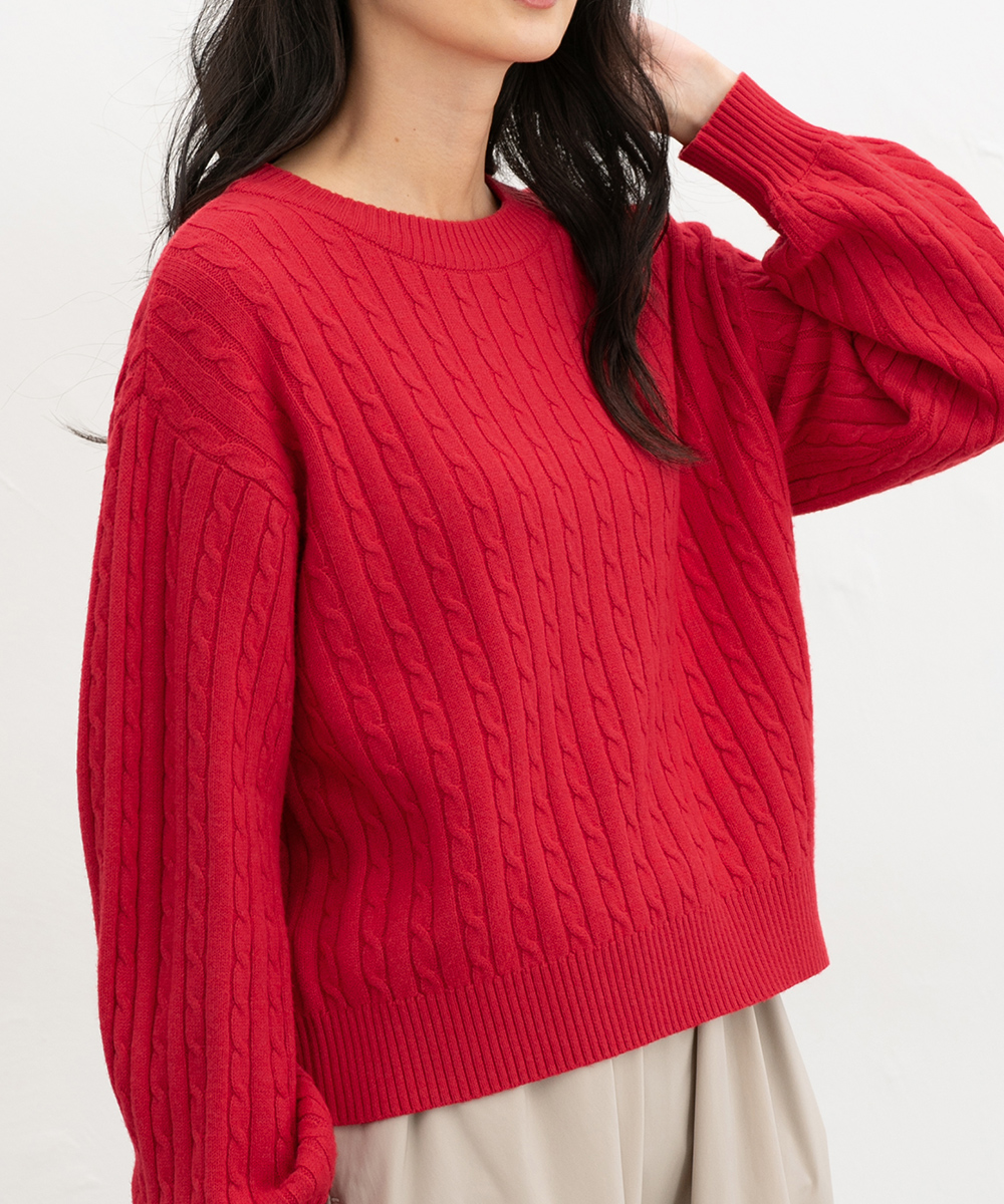 Honeys（ハニーズ） トップス セーター 長袖 ウォッシャブル ケーブル