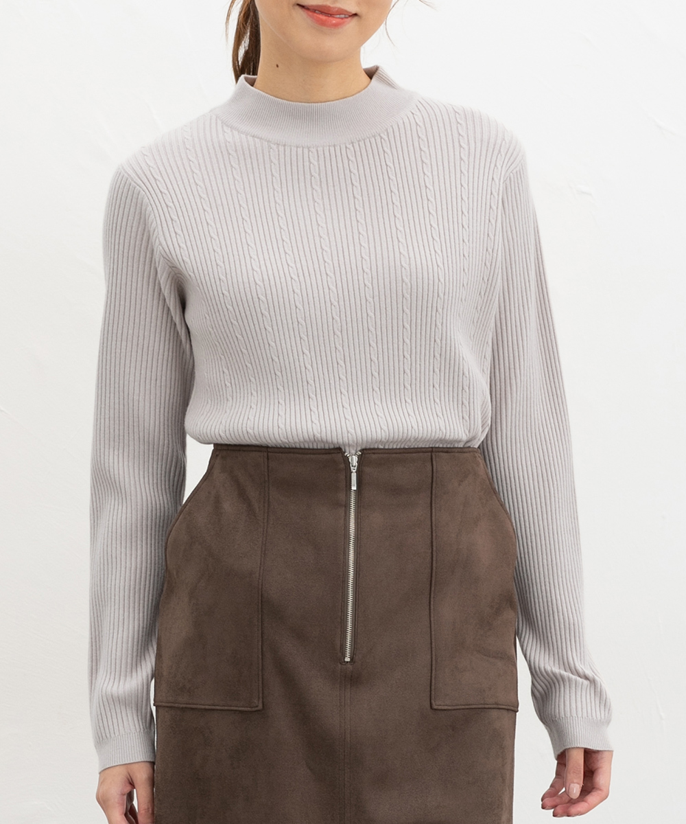 Honeys（ハニーズ） トップス ニット セーター 長袖 ケーブル編み リブ