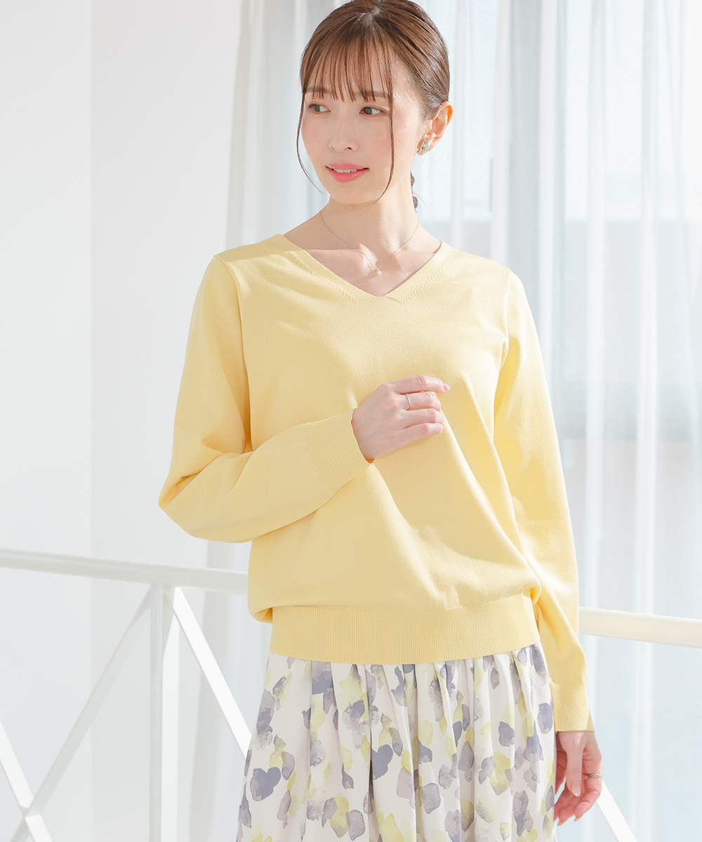 レーヨンニット　カットソー　L 洗える／吊り干しOK】レーヨンストレッチ ドルマンスリーブ ニット