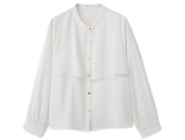 トップス ブラウス 長袖 大きいサイズ オフィス きれいめ ケープ風 再生ポリエステル 無地 ドレープ レディース Honeys ハニーズ ケープ風ブラウス