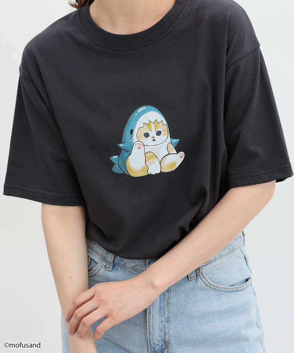 トップス カットソー 半袖 Tシャツ バックロゴ 綿混 プリント モフサンド おしゃれ レディース Honeys ハニーズ mofusand／Ｔシャツ