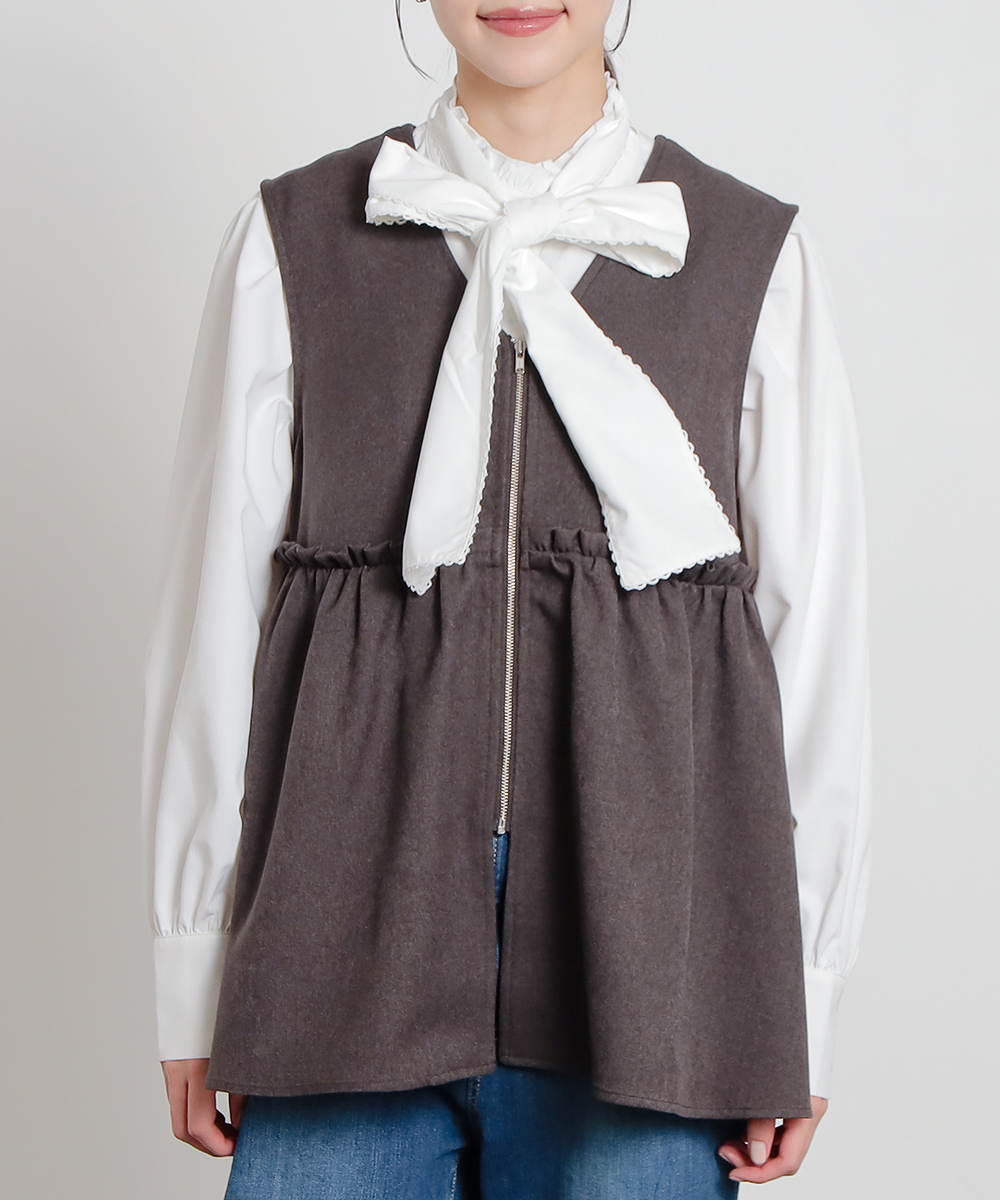 Honeys（ハニーズ） トップス ジレ ブラウス ノースリーブ ジップ