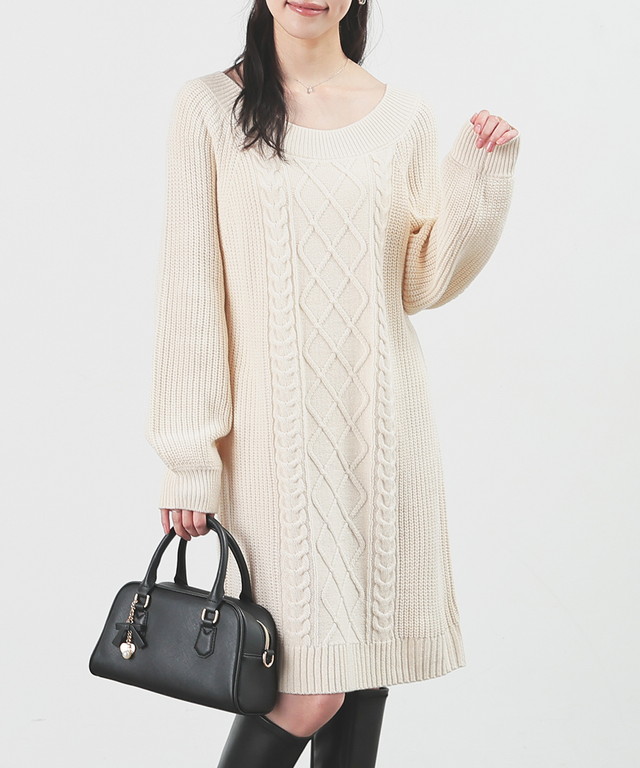 Honeys（ハニーズ） ワンピース 長袖 ミニ丈 ボートネック 2way